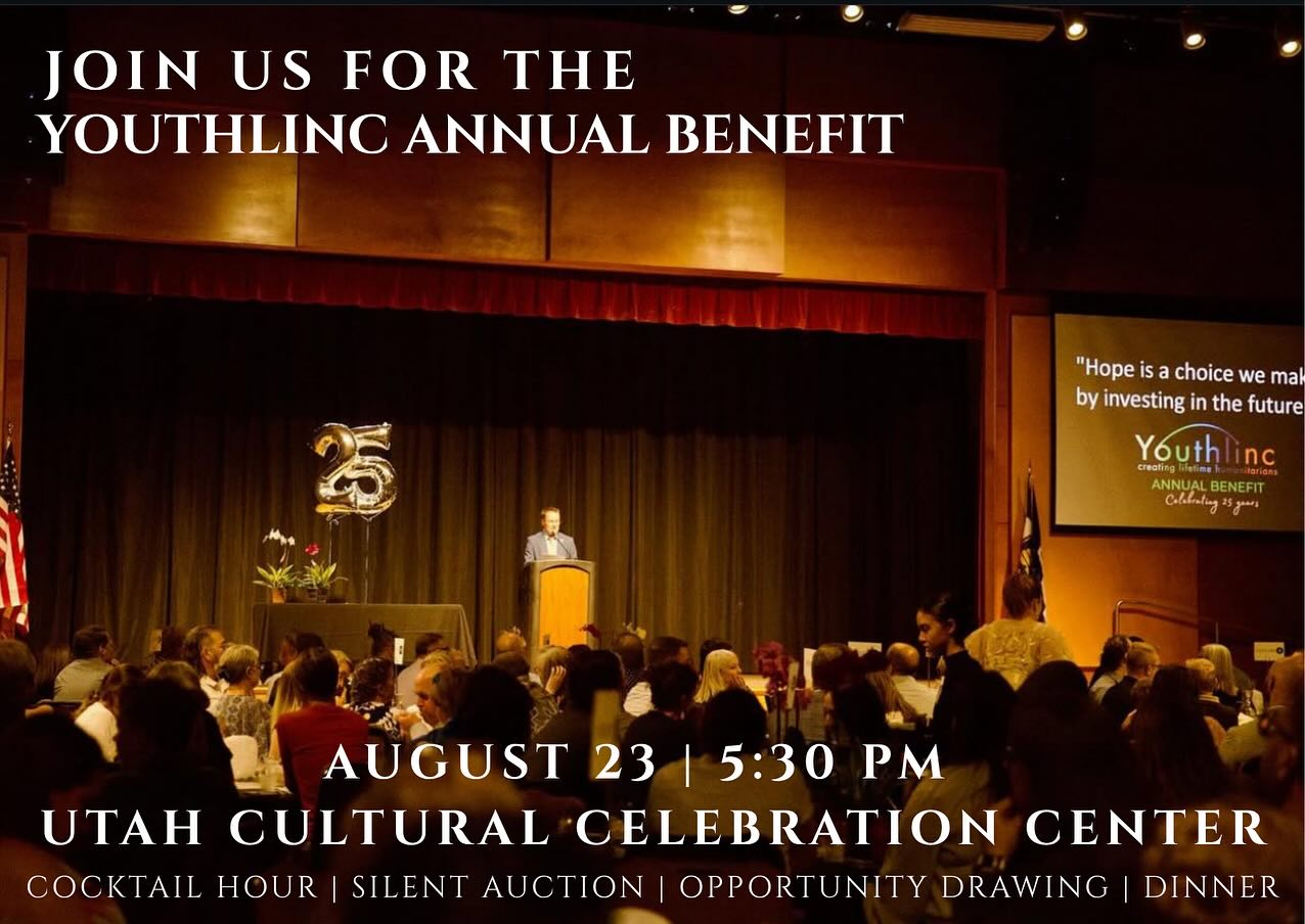 Join us at the 2025 Youthlinc Annual Benefit on August 23th at the Utah Cultural Celebration Center. With a silent auction and opportunity drawing, this event promises to be a night of fun and philanthropy.
Early bird tickets are 20% off now until July 14th! Get them before prices go up. Tickets can be purchased today through the link in our bio.
Your support will help us continue our mission of empowering youth to create positive change in their communities and beyond. Don’t miss this opportunity to be a part of something truly special!