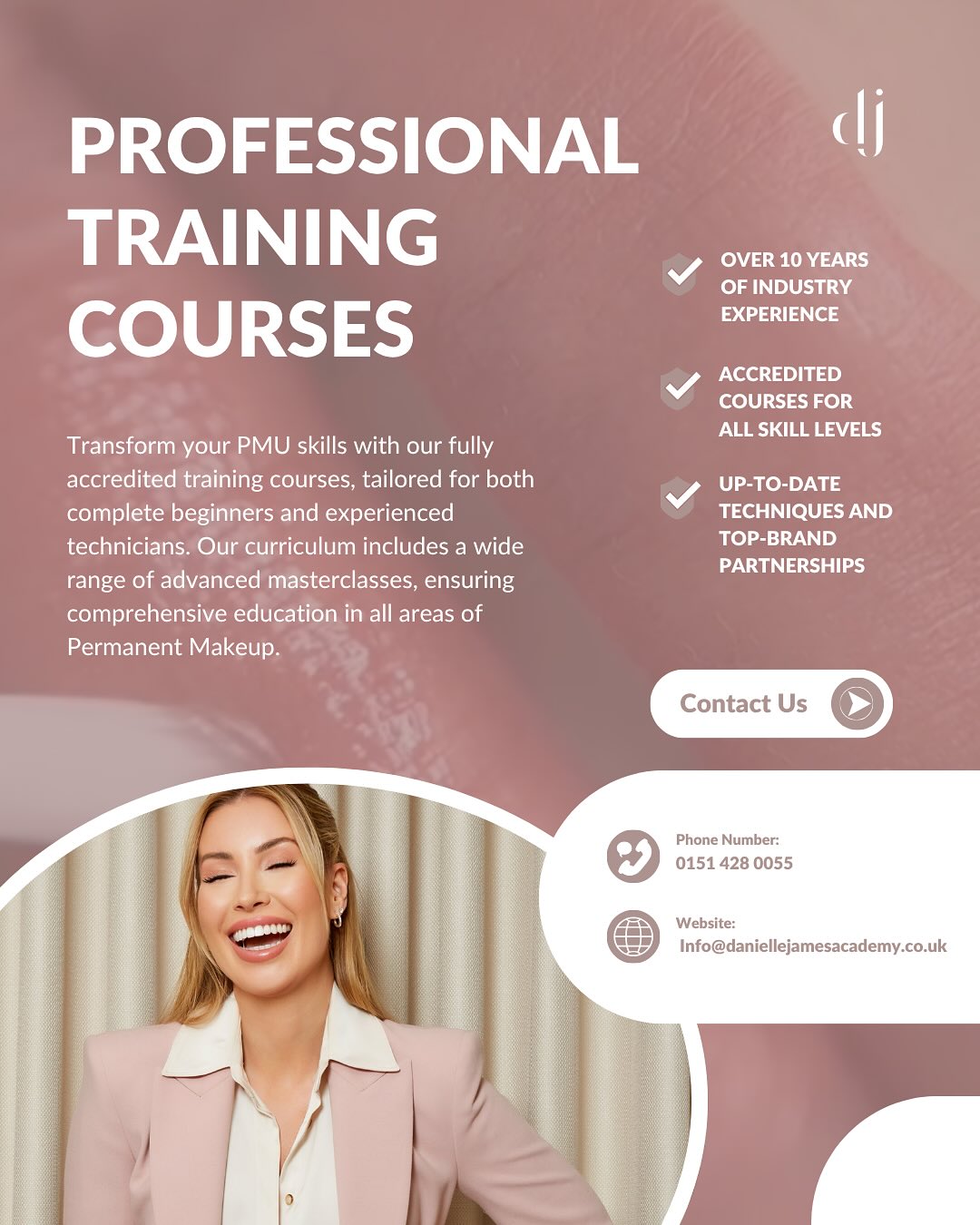 View our courses
https://www.daniellejamesacademy.co.uk
Danielle is an award winning PMU specialist & Educator with over a decade of experience
In the industry
Our professional courses Invites anyone into the world of pmu. You can choose your preferred area to specialise in from our accredited courses with full kits included to help get your business started!
In-depth theory & practical elements with live models and on going support.
We aim to teach you all the basics of pmu and help you to build your dream career with success and expertise.
Our courses range from 3 to 6 days depending on the area you chose and cases are required.
Full kit included
On going support
Accredited by the ABT & CPD
💫 Full kit included for up to 10 clients
💫 Small groups maximum of 3 attendees
💫 3 - 6 Day courses
💫 On going support given
💫 Business & Social media covered
💫 Fully understand the industry
💫 Finance available
💫 Hands on experience
💫 15 years experience in the business
💫 Full manuals and practice tools included
DM us today to book yours
Danielle x
#pmucourse #lipblushtraining #medicaltattootraining #permanetmakeup #ombrebrows #permanentmakeupartist #permanentmakeuptraining #semipermanentmakeupartist