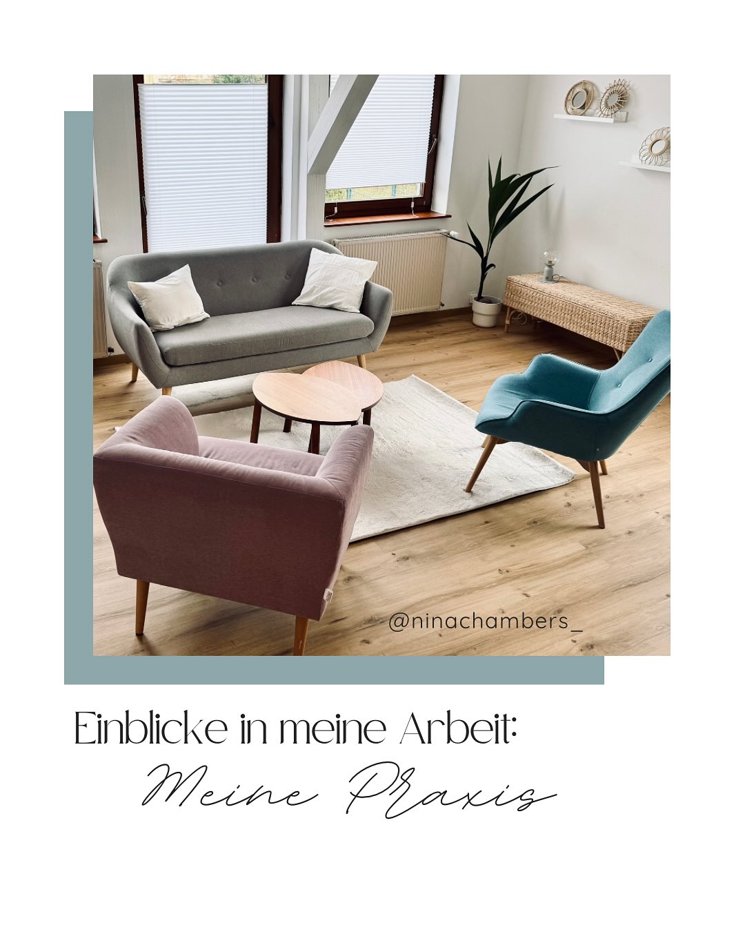 Ein geschützter Rahmen für Gespräche.
In meiner Praxis biete ich systemische Einzel-, Paar- und Familiengespräche an – vor Ort, wie hier auf dem Bild in Schlüsselfeld & auf Wunsch auch online, direkt aus der Praxis.
Weitere Informationen und Kontakt:
🌐 www.ninachambers.de
#systemischetherapie #bamberg #therapiebamberg #neustadtanderaisch #hoechstadtanderaisch #dgsf #paartherapie #familientherapie #selfcare #therapienuernberg #coachingbamberg