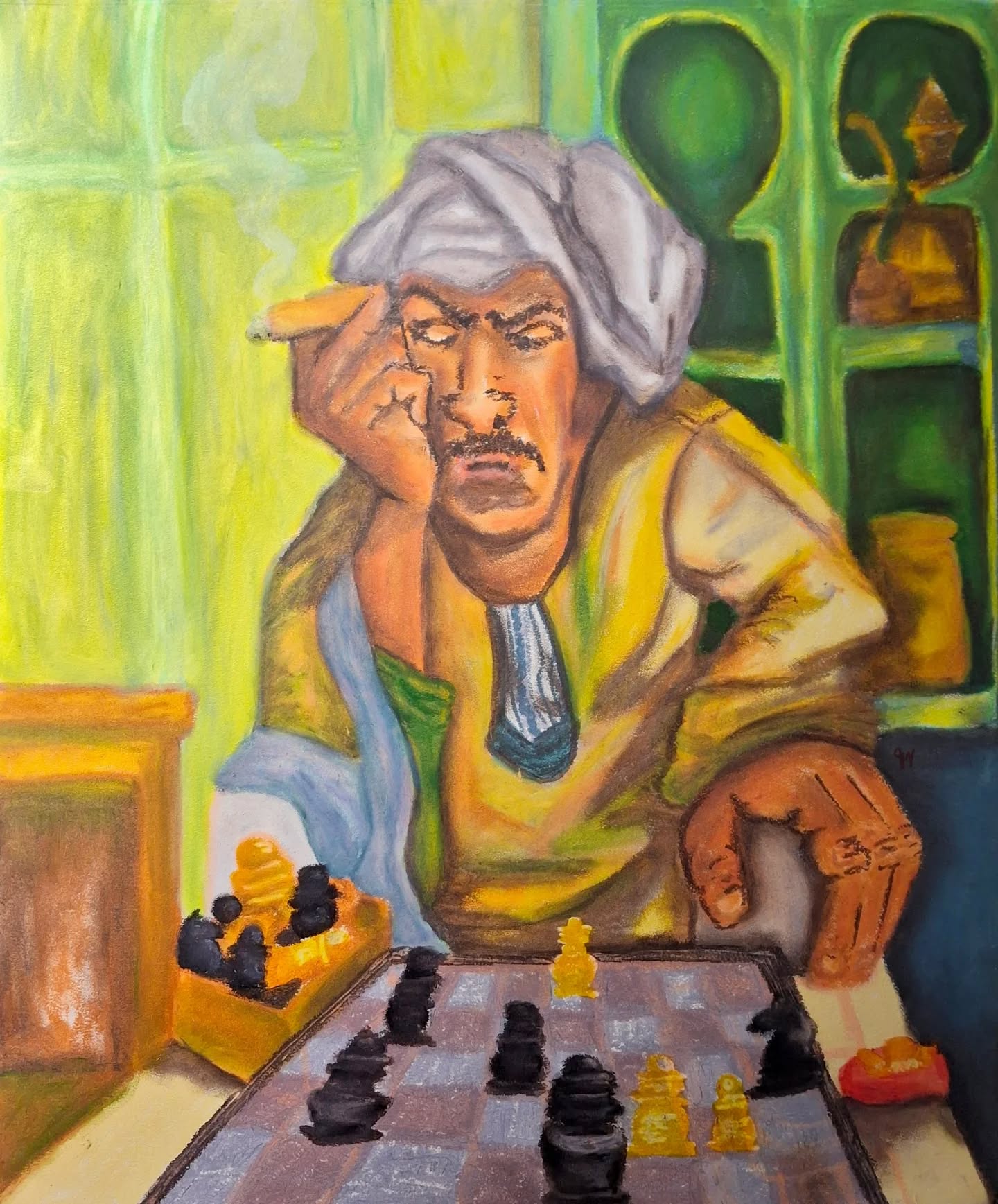 The Man Who Played
He moved with intent, not finesse or delight,
trading silence for power, and truth for slight.
A master of pieces, of shadows and strain,
he played for control, not for heart, not for name.
Behind him, trophies of dust-laden lore,
relics of battles long blurred by the score.
He smirked like a victor who’d studied the rules,
never noticing time rewrites them for fools.
He captured the Queen, but in some other tale,
where fate wore a mask and hearts were for sale.
The one he once saw, wild, unclaimed,
was lost in a game that forgot her name.
His mind was a maze of mirrors and doubt,
each move a defense, each draw a route.
He played against wind, against rumor and ghost,
against all that love requires most.
And still, the board waits, a story half-told,
black, white, and gray, grown brittle and cold.
He sits with his echoes, a player of might,
who won what he could, but not what was right.
#poetryofthought
#lostnotless
#checkmateinlife
#quietreflection
#artasstory
#portraitpoetry
#emotionalarchitecture
#symboliclanguage
#heplayedthegame
#hauntingbeauty
#truthinart
#piecesnotpeople
#poemsofthepast
#chesspoetry
#emotionalart
#spokenwordvibes