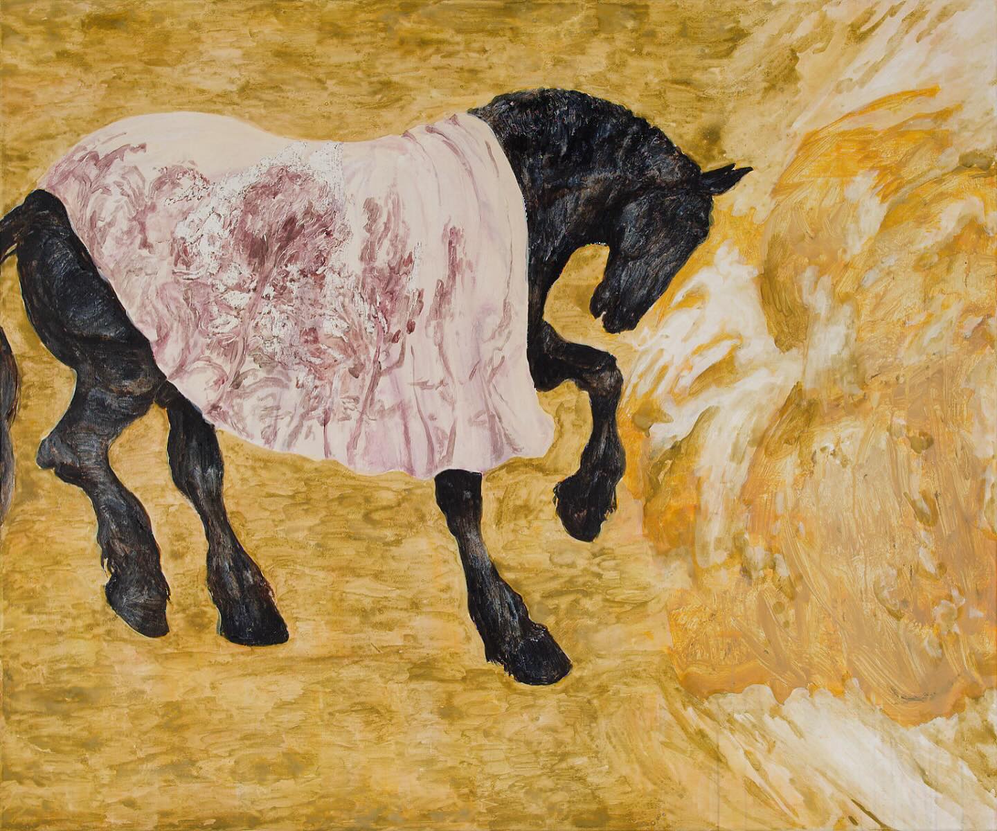 In de tuin van de gouden nevel
Tempera grassa op linnen
100 x 120 cm
2025