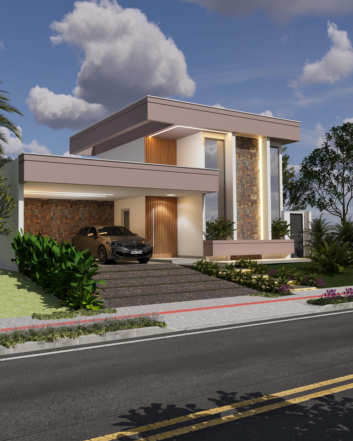 Mais uma no Terras Alphaville Maricá. Um contemporâneo imponente, cores fortes e texturas marcantes.