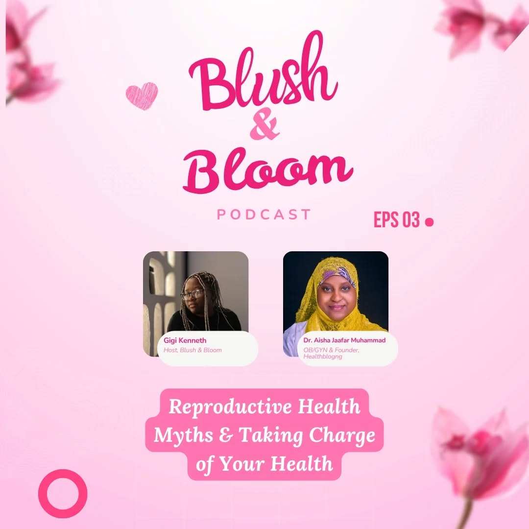 There’s a lot we’re not told about our reproductive health.
In Episode 3 of Blush & Bloom, I spoke with Dr. Aisha Jaafar Muhammad about the myths, the stigma, and what every woman deserves to know.
🩺 From painful periods to PCOS, contraception, and infertility—we covered it all.
Swipe through for takeaways.
🎧 Full episode on YouTube
📌 Link in bio
#BlushAndBloomPodcast #WomensHealth #ReproductiveHealth #PCOSAwareness #HealthEducation