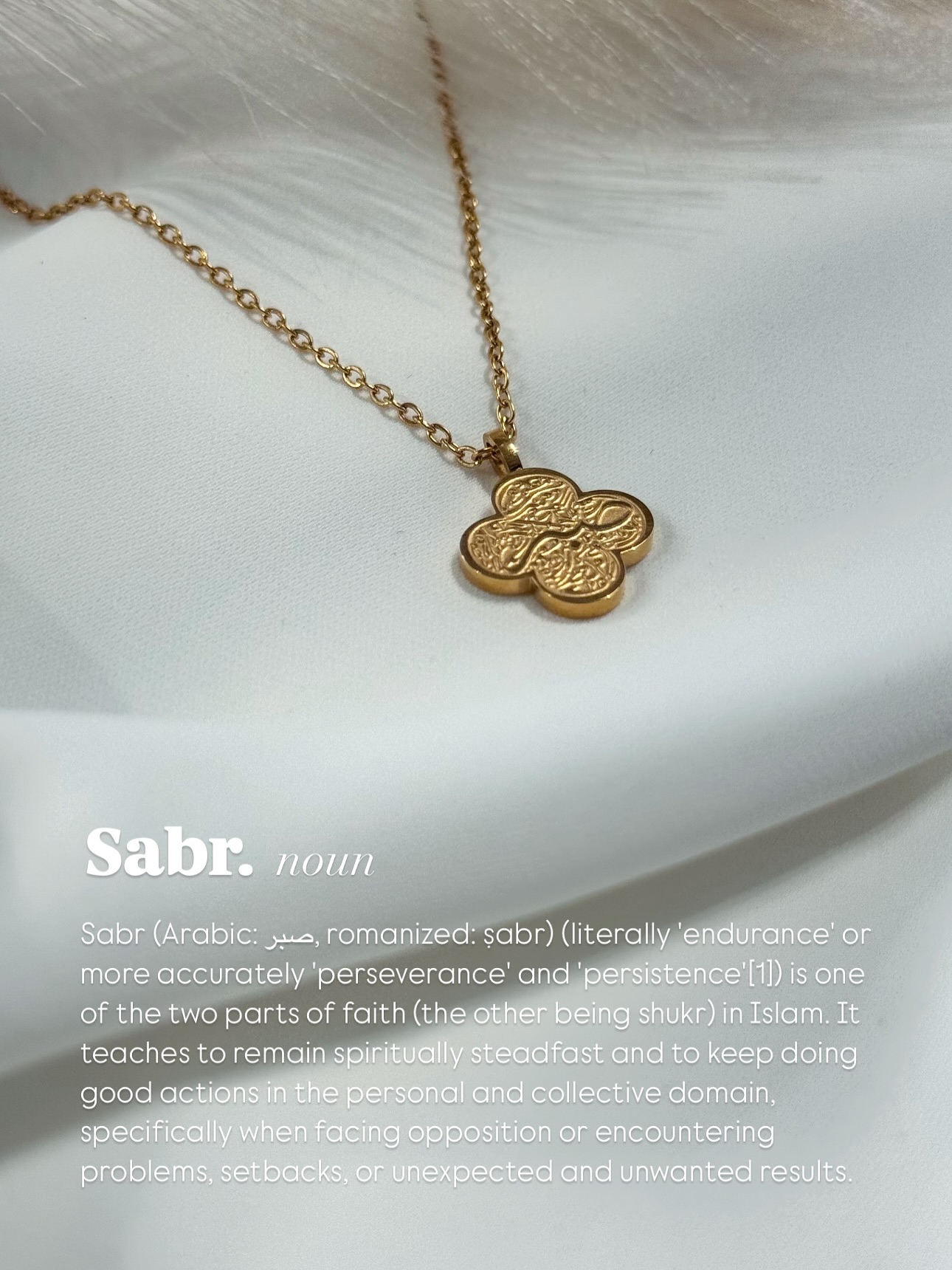 The piece that serves as reminder of strength & hope. The piece that reflects the beauty of the reward promised by ‘The Most High’ ✨
#patience #sabr #meaning #gift #forher #special #heartfeltmoments #18kgold #modesty #muslimah #fyp #giftideas #loss #win #hope #quotes #islam #