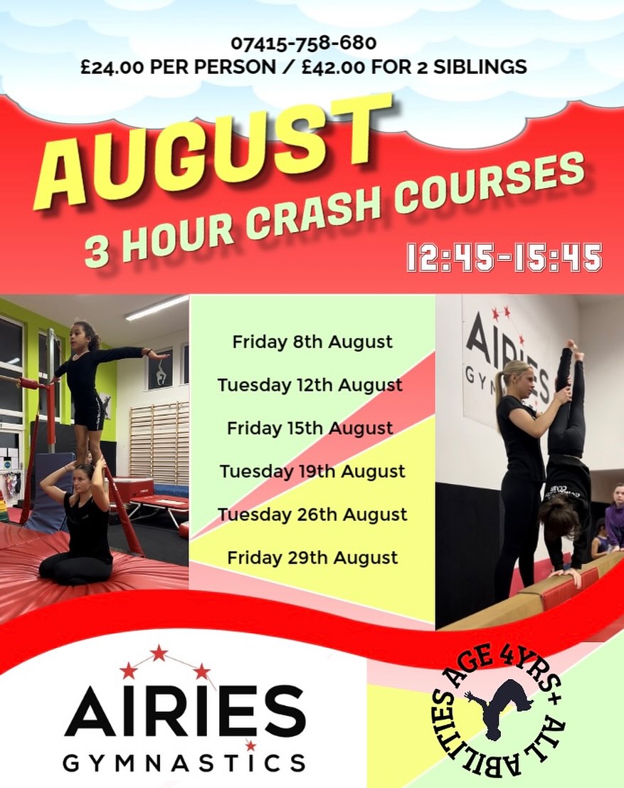 Taking bookings now! Both members and non-members welcome ๐คธโโ๏ธ
โโ
๐ฑ 07415-758-680
๐ง airiesgymnastics@gmail.com
๐ www.airiesgymnastics.co.uk
๐ One YMCA Woodlands Community Hub, Leavesden Country Park, Abbots Langley, WD5 0GU