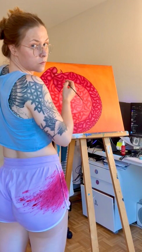 🎨🖌️🥰#abstractart #creativejourney #artinmotion #timelapse #acrylicpainting #colorfulart #inspirecreativity #artdaily #greenandblue #love