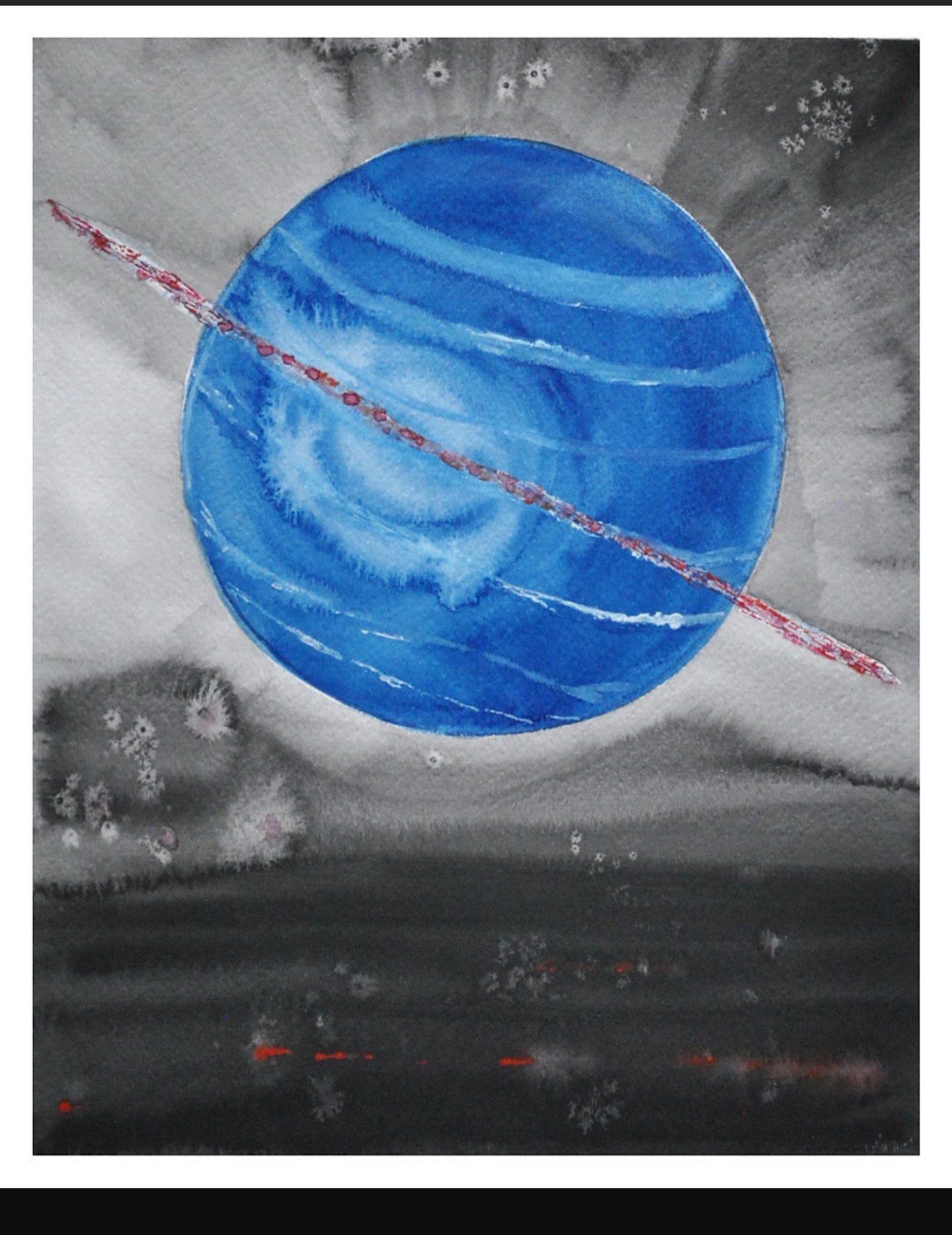 Yes there is a full moon in Capricorn this week, but let’s not dismiss one of the larger transits of the year. Uranus has entered Gemini (7/7) and all outer planets have officially changed signs between this year and last. Don’t sleep on this- my friends this is hyuuge. Aside from the unprecedented amount of shifts and transformations already underway for us, Uranus is here to shake things up even more. Just when you didn’t things couldn’t get any weirder or more chaotic, just wait til Uranus works its magic in Gemini. I’m not here to fear monger or scare you, consider this a heads up, embrace the change. Whatever you can’t control isn’t yours to do so, and my best advice is to ride the wave by focusing on grounding yourself- in the end it’s all we got.
Do I think where we’re headed is into a dystopian AI controlled wasteland? No. But I do think humanity is at a crossroads of where we want to go. And it’s up to us to navigate that. I’ll give you a hint, it starts with you.
I wrote more thoughts on this transit and elaborate more on the specifics of these energies in Patreon. You can join for free to read. I also have a podcast where whenever I’ve got time to record go deeper into these undeniable transits and how they are affecting the collective. As a Sagittarius/ Projector, I just can’t help myself.
Artwork by me from my rockstar series, “Uranus” 2015. Watercolor on paper.