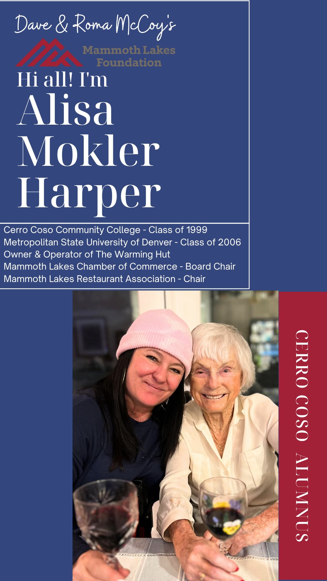 🎓“I think Dave & Roma gave so much to this community. It's important to give back to them and to honor them.”
Alisa, a proud member of Cerro Coso Community College’s Class of 1999, shared her powerful story of perseverance and purpose at our Friends of the Foundation Dinner. Her words reminded us that behind every student’s success is a community that believes in them.
Since 1989, Mammoth Lakes Foundation has supported students like Alisa with access to higher education, helping them find their path and pursue their goals right here in the Eastern Sierra. ❤
Catch Alisa’s full interview below that details her higher educational pathway and full-circle journey as a thriving community member in our beauitful town!🥰
