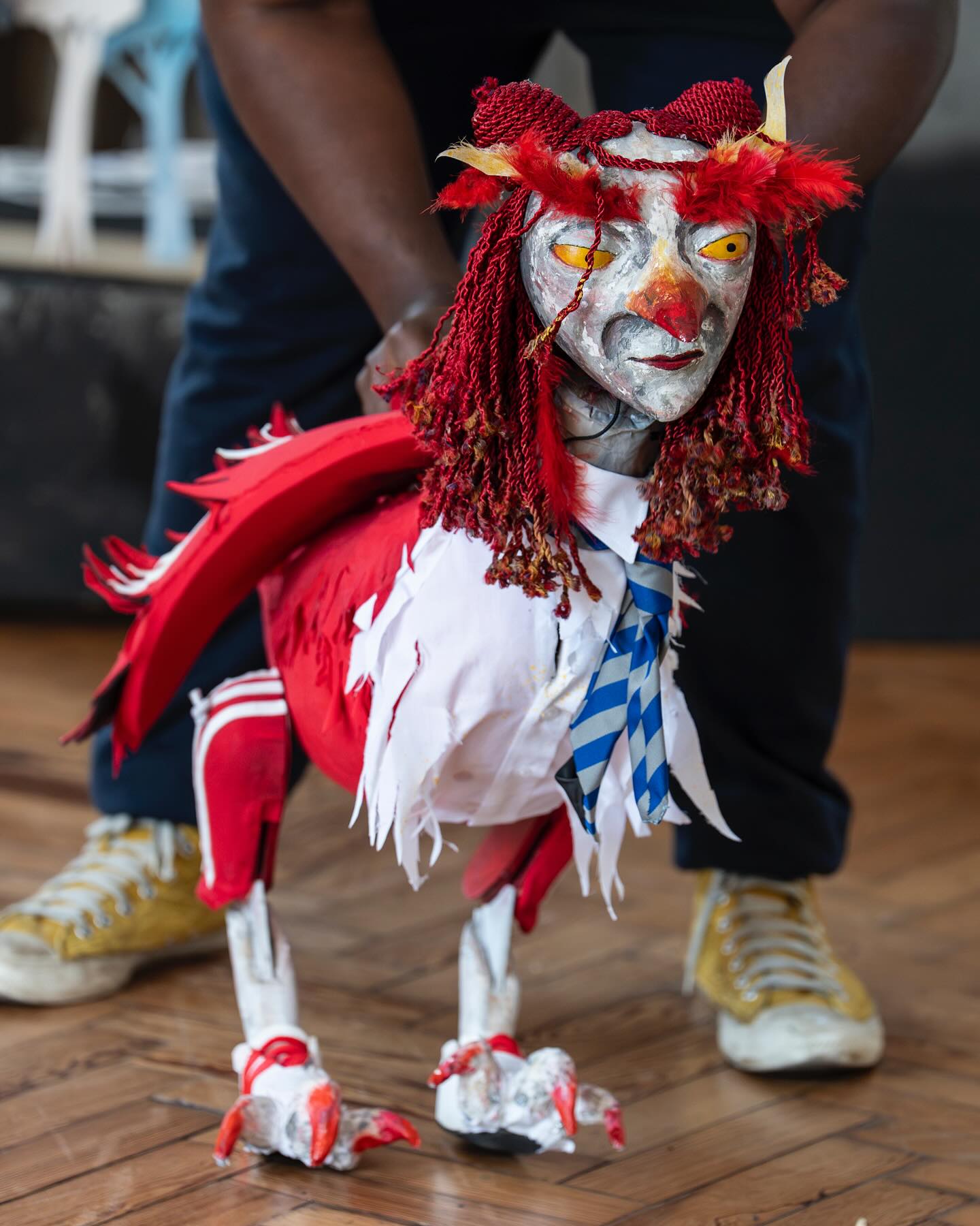 FROM PAGE TO STAGE: Designing the Sarah puppet for Overheard in a Towerblock for @littleangeltheatre.
Sarah’s described as ‘feathered, in tracksuit pants and pumps, looking for snails to smash’ so we decided to go full fantasy harpy / siren with a rude-girl school bully twist.
Co designed by myself @buddyollie and Daniel Southwell.
Puppet made and constructed by @llllika and puppeteered by @el_clarkeo
Written by @josephcoelhoauthor
📸 Production and Rehearsal Photos by @elliekurttzphoto
#puppet #puppets #puppetmaking #puppetdesign #puppetmaker #theatredesign #theatredesigner #scenography #theatre #theatreforyoungaudiences #harpy #siren #theatremaker #bts #intheworkshop