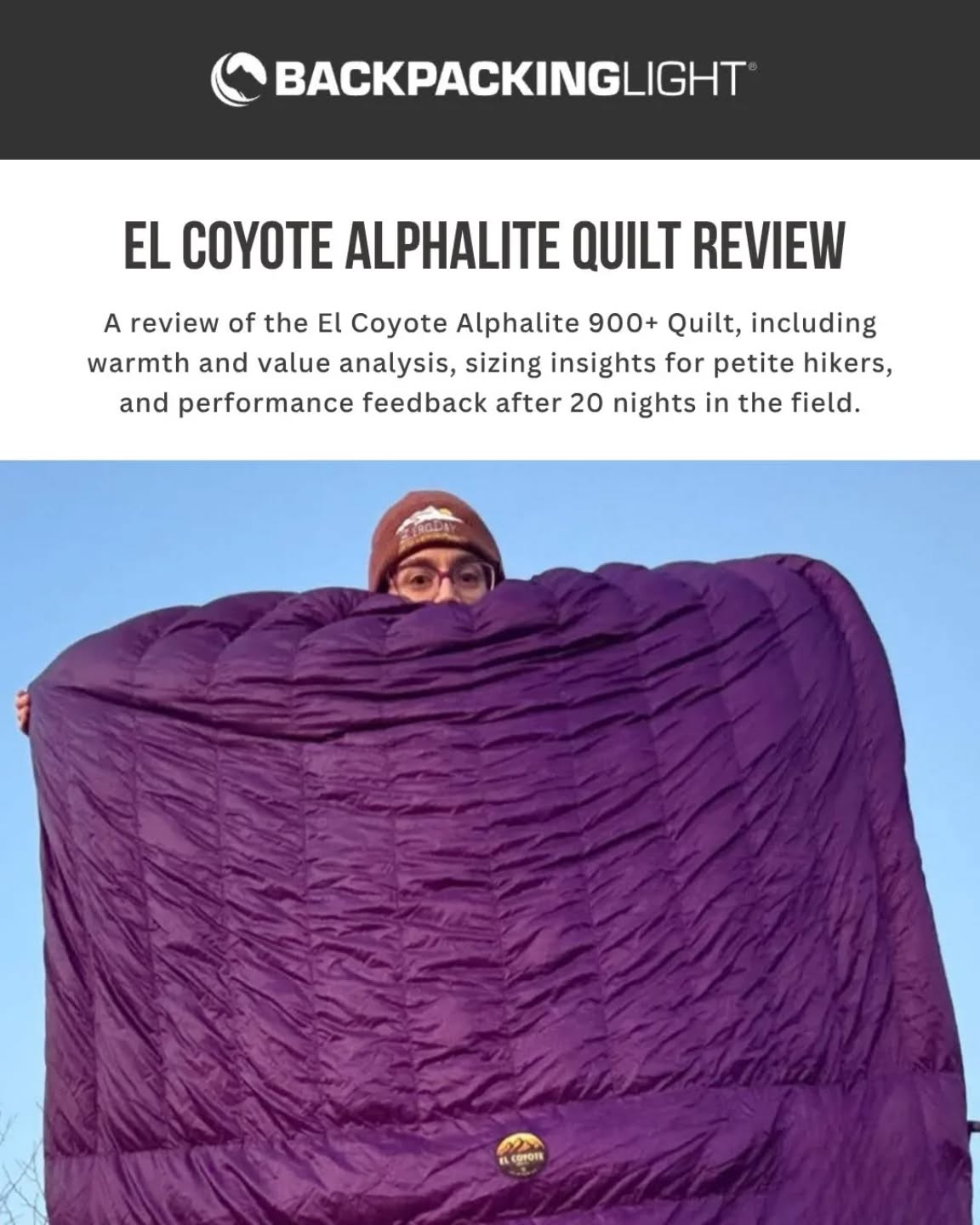 Check out the great review of our AlphaLite Quilt from @backpackinglight !
Link in bio
Always Handmade in USA 🇺🇸