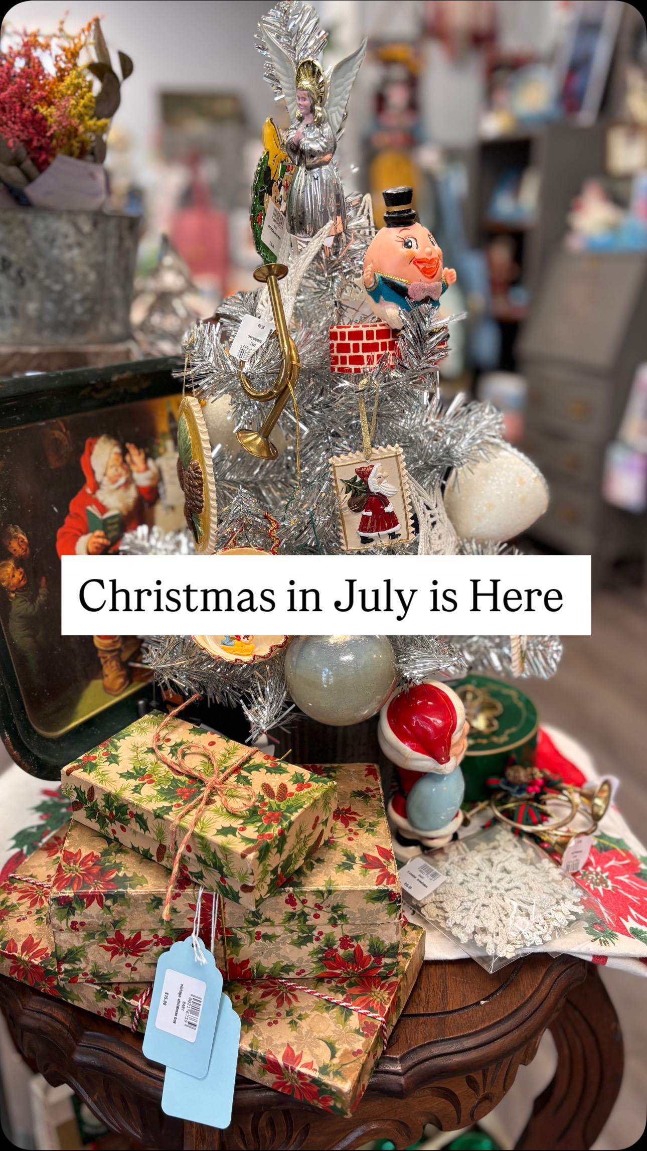 Ready to celebrate with us?! 🎄
We are so excited to spread holiday cheer with you!
Join us from Tuesday, July 8th to Sunday, July 13th for Christmas in July.
Enjoy shop-wide sales, raffles, and countless gift ideas while supporting over 40 local vendors and artists.
