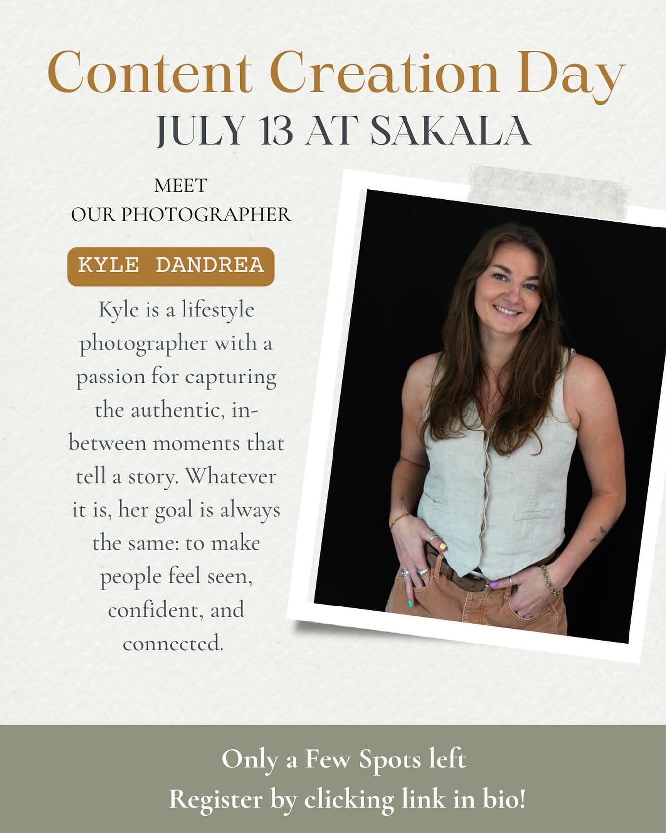 Meet Our Photographer: @kyledandreaphoto 📸
Content Creation Day at Sakala is designed to help you create intentional, aligned content that reflects who you truly are and the powerful work you do. Whether you need fresh headshots, want to showcase your offerings, or simply desire to be seen- this space was created for you!
This day is brought to you by @thechelsearenee____ and the Sakala team-
and we’re thrilled to have the amazing @kyledandreaphoto behind the lens 📷
Kyle is a lifestyle photographer with a passion for capturing the authentic, in-between moments that tell a deeper story. Her goal is always the same: to help you feel seen, confident, and connected through her art.
This isn’t just a photoshoot! It’s a co-creative experience in a space already infused with intention, community, and love. 🌿
✨ Bonus: Community members will be available to model in your photos if you’re showcasing a product or service 🙏
Give yourself the gift of time and space to share your magic & and witness the magic of others in this beautiful, diverse community.
Join us July 13th at Sakala ✨
Only 5 spots left! ✨
Click the link in bio to reserve your spot before it fills up!
#ContentCreationDay #DenverCreatives #HeartCenteredHumans #SakalaDenver #LifestylePhotography #IntentionalContent #CreativeCommunity #WomenInBusiness #AuthenticBranding #denvercommunity #inclusivecommunity #denverevents #entrepenuersofcolorado