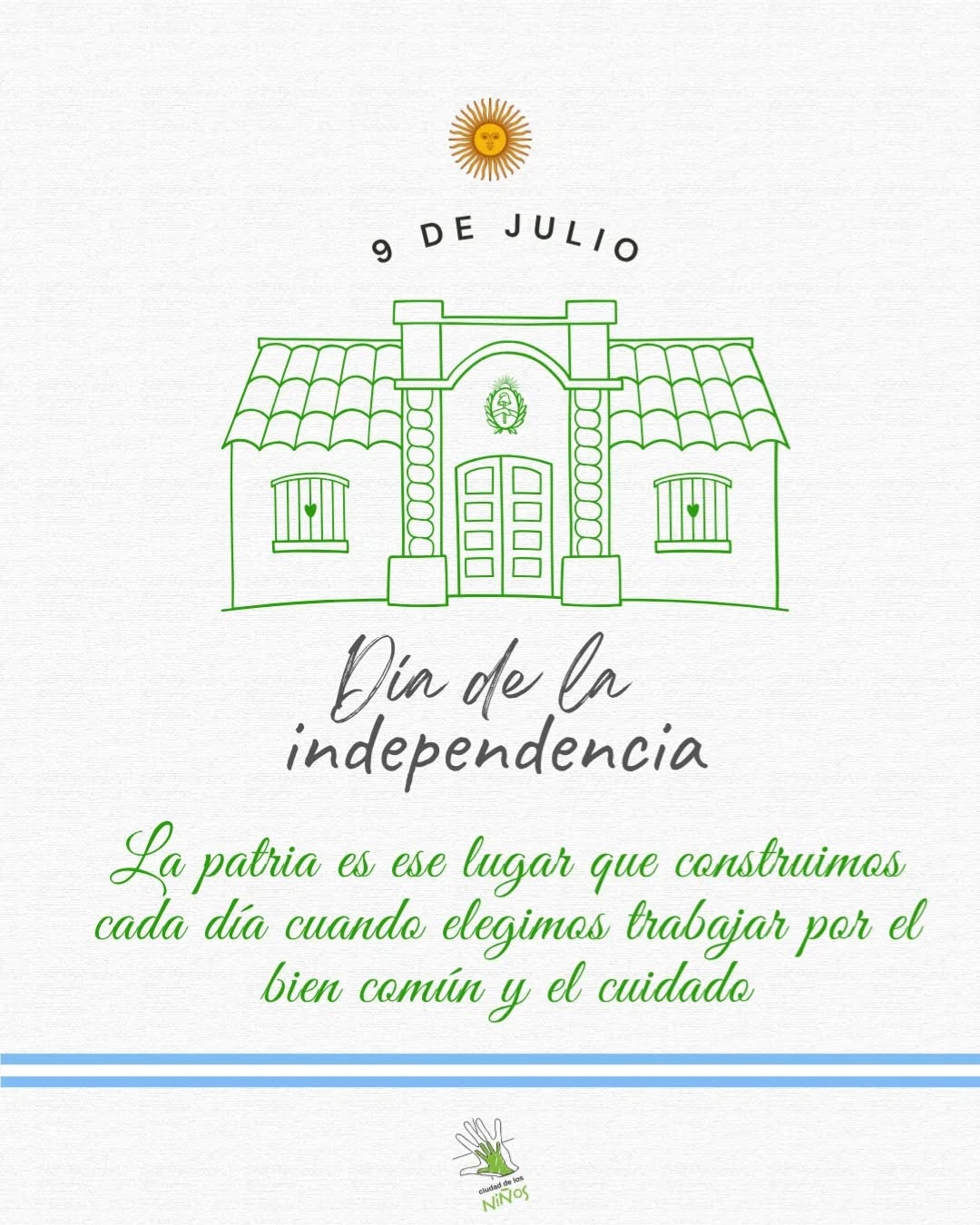 ✨ Hoy celebramos la independencia.
Hace más de 200 años, un grupo de personas soñó con un país libre, justo y digno para todos.
En este día recordamos que la libertad también significa que cada niño y niña pueda crecer rodeado de amor, cuidado y oportunidades para soñar su propio futuro.
Feliz Día de la Independencia. Que sigamos construyendo juntos un país con lugar para cada uno de ellos. 🇦🇷
#9DeJulio #DiaDeLaIndependencia #Libertad #Niñez #Fundación #Argentina #ciudadelosniños