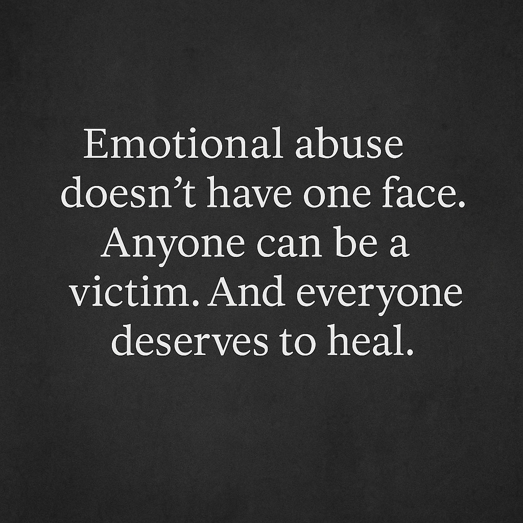 Emotional abuse isn’t always a man hurting a woman.
It’s not always loud. Or visible. Or easy to explain.
It can be a woman belittling a man behind closed doors.
A parent controlling their child with guilt.
A partner weaponising silence, gaslighting, or constant criticism.
Abuse wears many faces — and none of them are justified.
It doesn’t matter how “strong” you are.
If someone makes you question your worth, isolate from loved ones,
or feel like you’re walking on eggshells —
that’s not love.
It’s control.
Emotional abuse affects all genders, all ages, all backgrounds.
And no matter what you’ve been told…
if you’re hurting — your pain is valid.
You deserve safety. You deserve healing. You deserve to be heard.
#becomingunbroken #emotionalabuseawareness #notjustwomen #AbuseHasNoGender #healingforeveryone #youarenotalone #breakthesilence #realtalkhealing