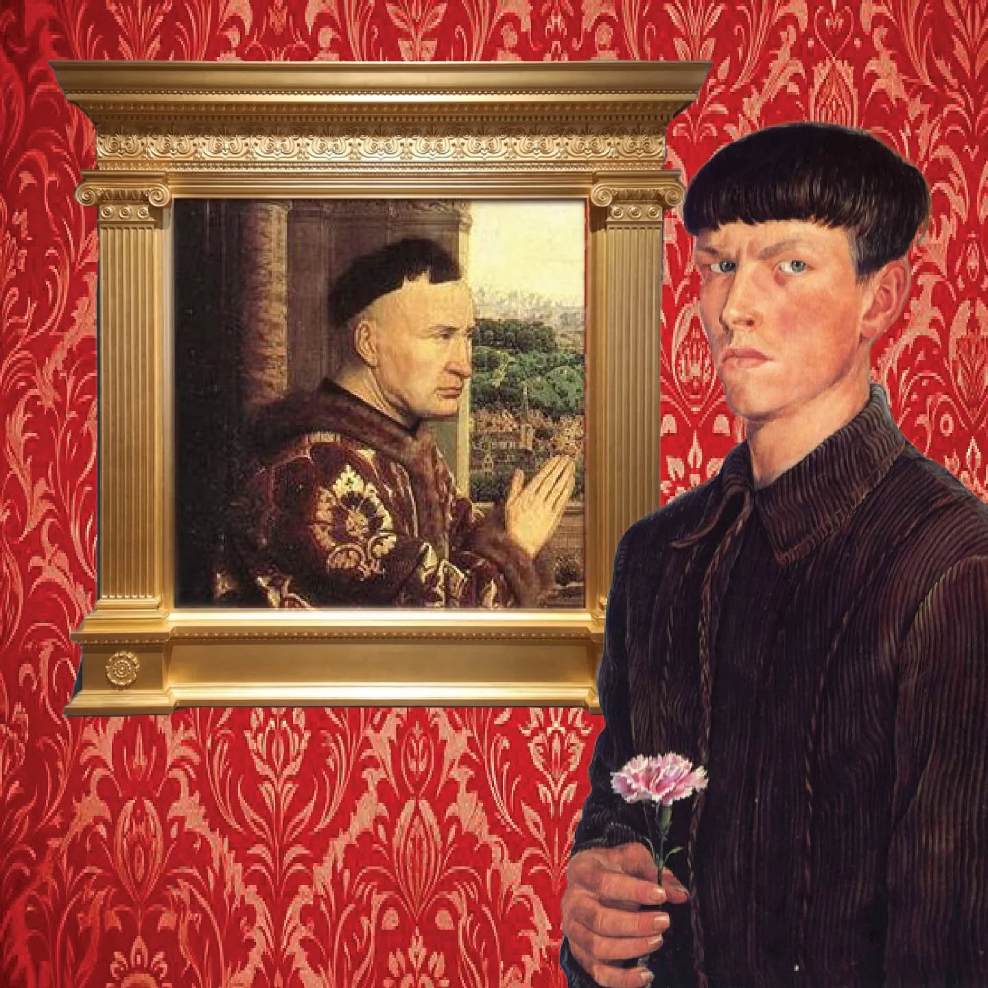 The Player holds a flower in honour of his illustrious ancestor, although he is inwardly resentful of the distinctive family haircut.
@johnsteedartist #instagramimagetennis @new.balls.please #collage #ottodix #janvaneyck
