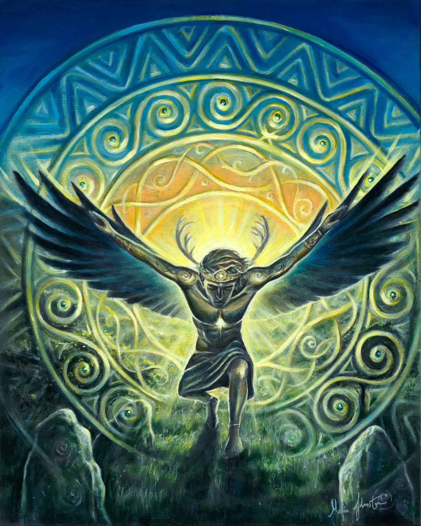 It's 7/7!✨️☀️✨️and I am excited to share that the prints of this my latest painting 'Ardú Rí Laochra na Gréine' — 'Rise of the Solar Warrior King' are now available on my website in both a Limited Edition Erchival and standard Glicee Print.
Go to my website mariajohnstonartist.com
Go to the link in my description ☀️
I want to say a huge big thank you to each of you who have supported me in big ways and small ways too. Each little piece of support assists me in being able to do what I do. So thank you 🙏💛
#prints #warrior #king #solarking #warriorking #solarmasculine #divinemasculine #celtic #celticwarrior #masculine #sun #celticart #myth #Irishmythology #visionaryart #visionaryartist #irishart #Irishartist