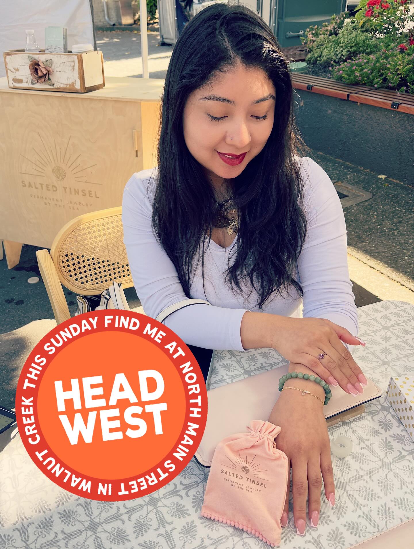 Sunday funday is almost here!👏🏽
We are excited to be back in @walnutcreekdowntown for @headwestmarketplace this Sunday to tinsel up the town!
Come on by our booth and we can familiarize you with permanent jewelry, get your first bracelet, anklet, necklace, or whatever you would like to add to your jewelry collection with your own customized piece!
N. MAIN STREET
SUNDAY, JULY 13TH
WALNUT CREEK, CA • 11AM - 5PM
See you Sunday! ✨🐚