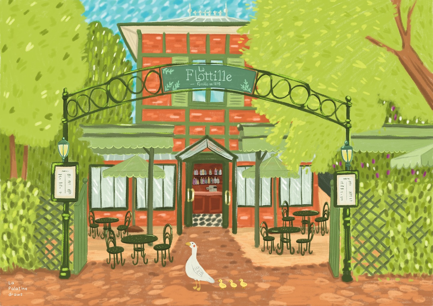 It’s tea time 🪿 #lapalatinedraws #lapalatine #lapalatineboutique #versailles #versaillesmaville #versaillesgardens