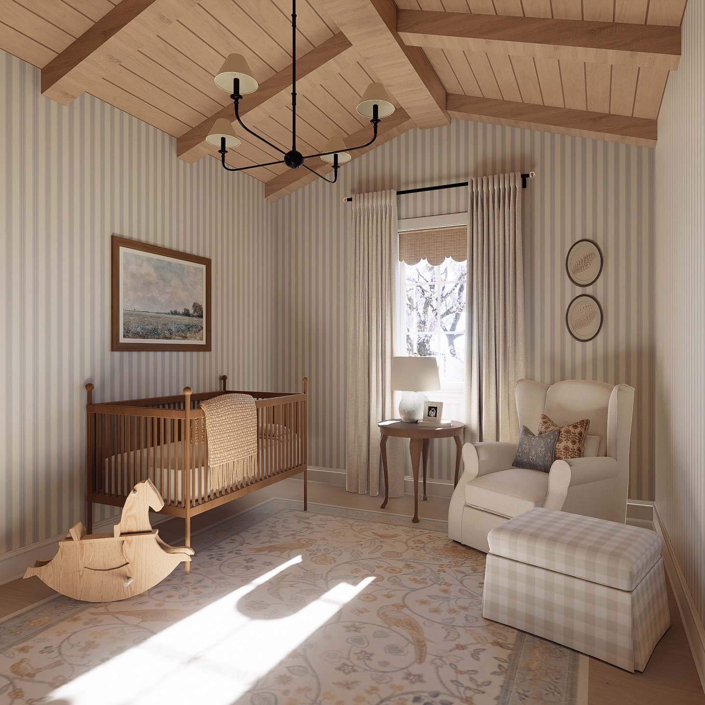 The sweetest little nursery reveal 🤍
This gender-neutral space came together with cozy textures, soft stripes, vintage touches, and a whole lot of love. It’s calming, timeless, and perfect for baby (no matter the gender).
Swipe through to see all the details — from the scalloped shade to the glider chair that’s ready for late-night snuggles.
Need help pulling a space like this together? I offer Hourly Digital Design services to help bring your vision to life!