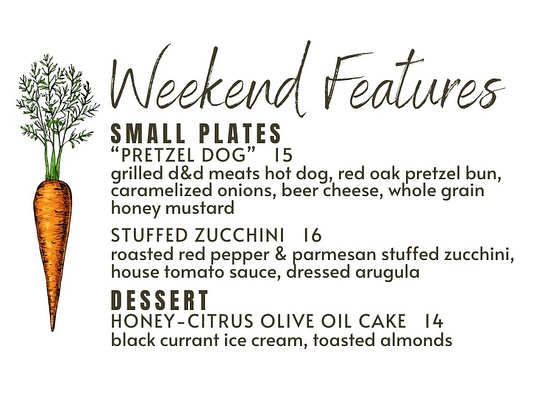 🌻7/11 & 7/12 WEEKEND DINNER FEATURES🌻
.
#freshfood #local #downtownplattsburgh #twistedcarrot #cheers