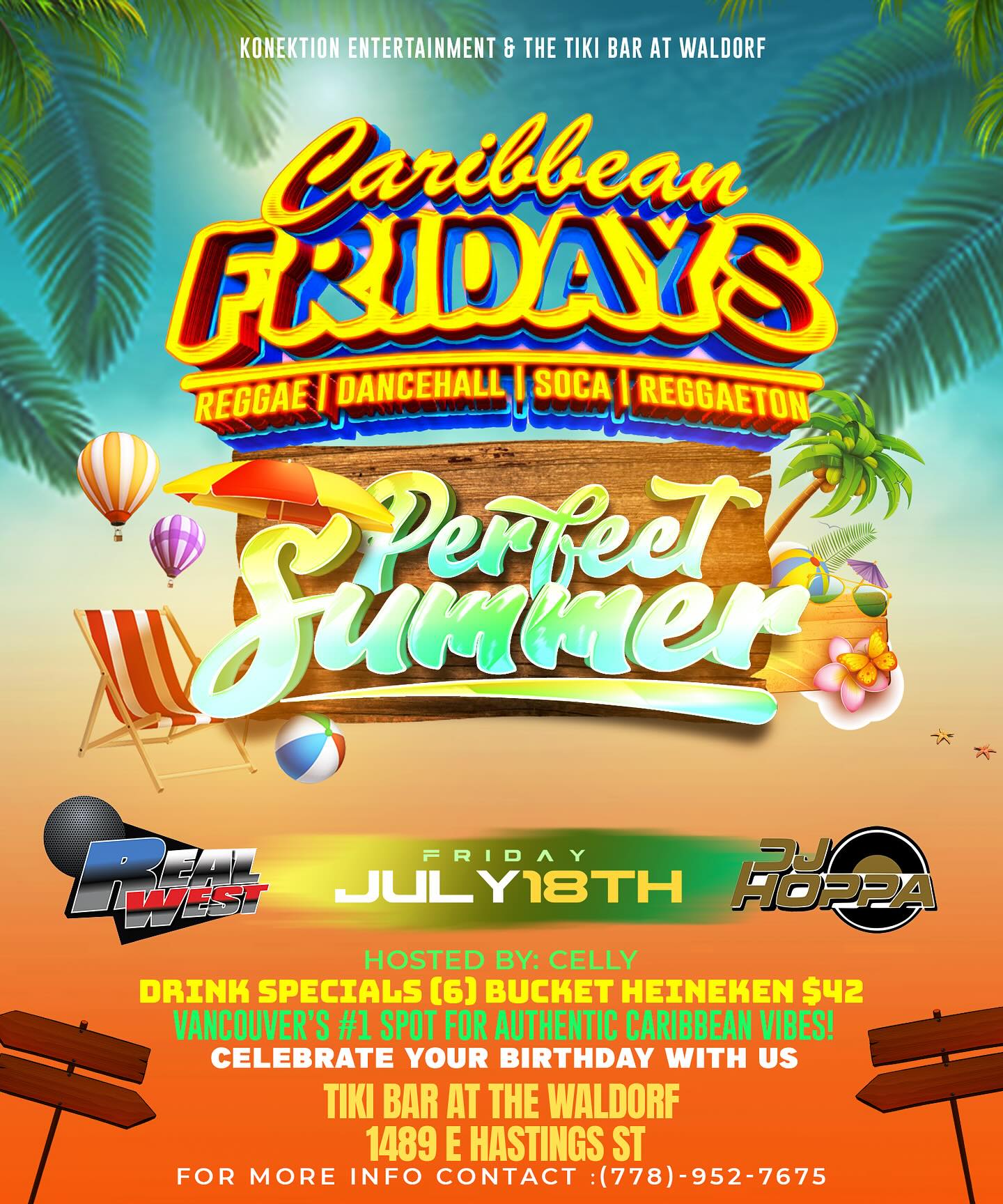 Ready to feel the island heat without leaving the city? 🌴💃Next Friday, we’re bringing tropical energy, non-stop riddims, and the ultimate summer link-up to the Tiki Bar 🍹✨
Pull up for good vibes, better people, and the best Caribbean beats in Vancouver.
📍 Tell a friend. Bring the crew. Let’s make it a night to remember.