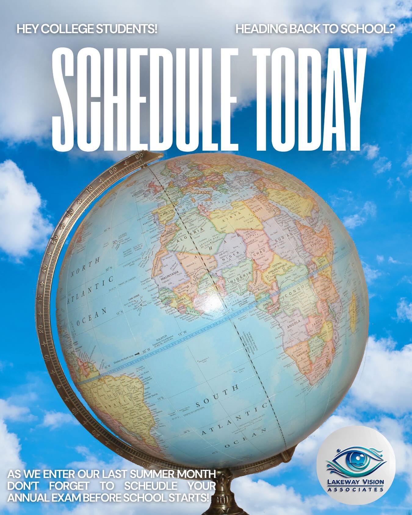 as we enter one of our busiest times of the year we wanted to remind you all heading back to school to call and schedule your annual eye exam before you go! 😊