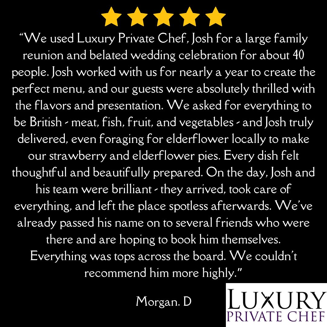 Thank you for the 5 star review!
We throughly enjoyed this event cooking great British cuisine and produce including local foraged goods.
Stay tuned for pictures/reels and the menu we did! 📸 🥘
@luxuryprivatechef
#luxuryprivatechef #privatechef #luxury #food #celebration