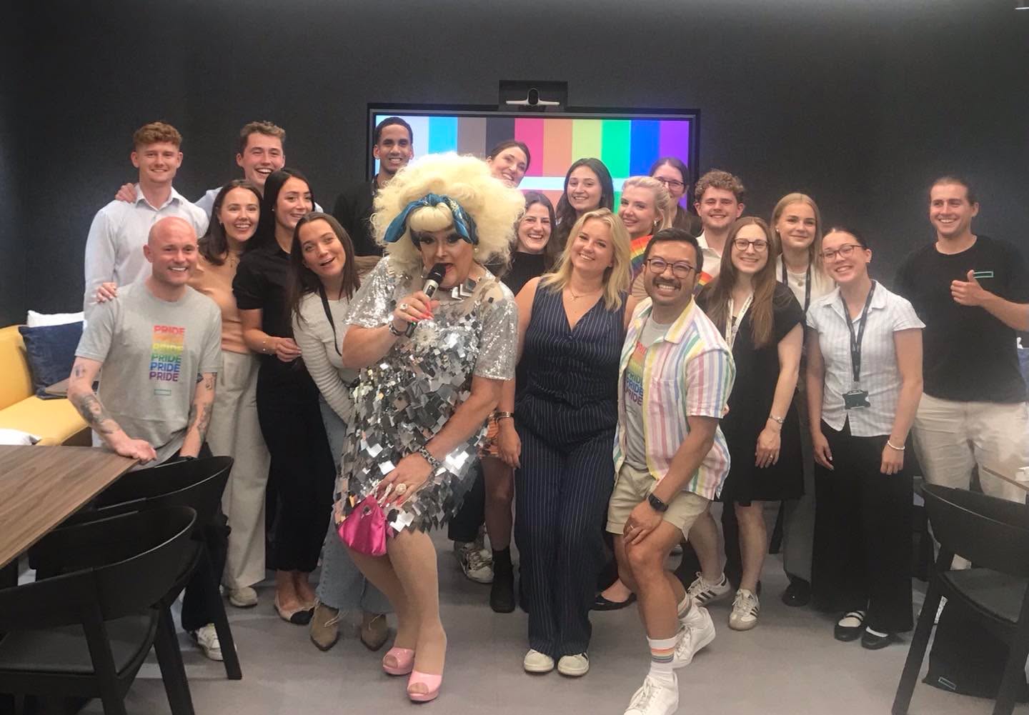 Hewlett Packard PRIDE 🏳️🌈yesterday in the city. ♥️ Nyla, Ben, Grace & Jen!
