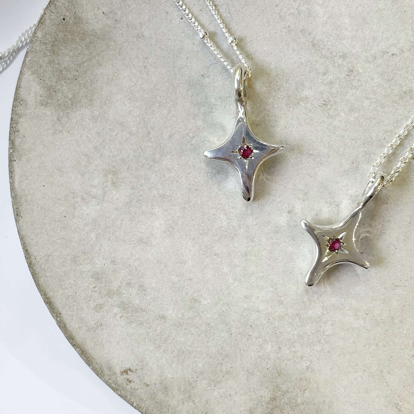 July birthstone is Ruby! ♥️ I have a 2 of these cute sterling silver and ruby stars up for grabs at the studio @fisherton.mill ♥️