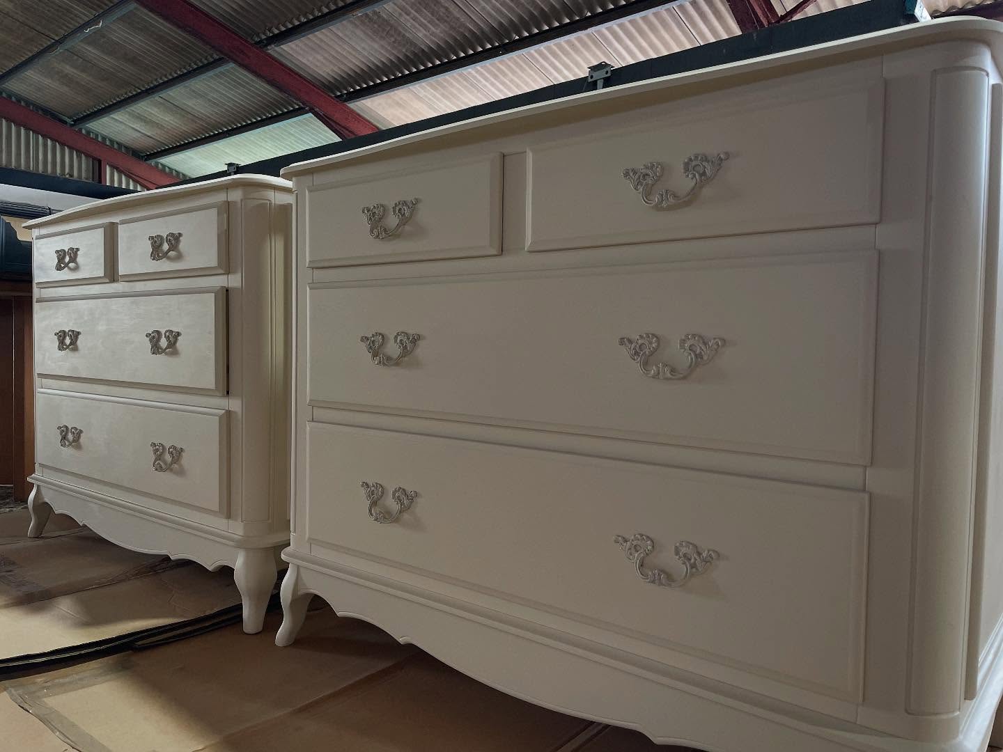 Painting in the heat last week was a challenge, however, I still managed to finish these lovely commission pieces.
My client wanted large drawers to also act as bedsides, and she likes my ethos of saving furniture so didn’t want new if she could help it. It was a task to find a pair of used drawers the right style and size, but we did! And now she has good quality chests for half the price of new.
Now sanded back and repainted, they look fabulous. I’m looking forward to seeing them in situ. 😊 #commissionswelcome #interiorsourcing #restyling #cotswoldshomes #cotswoldholidaycottage #relovedbyjo