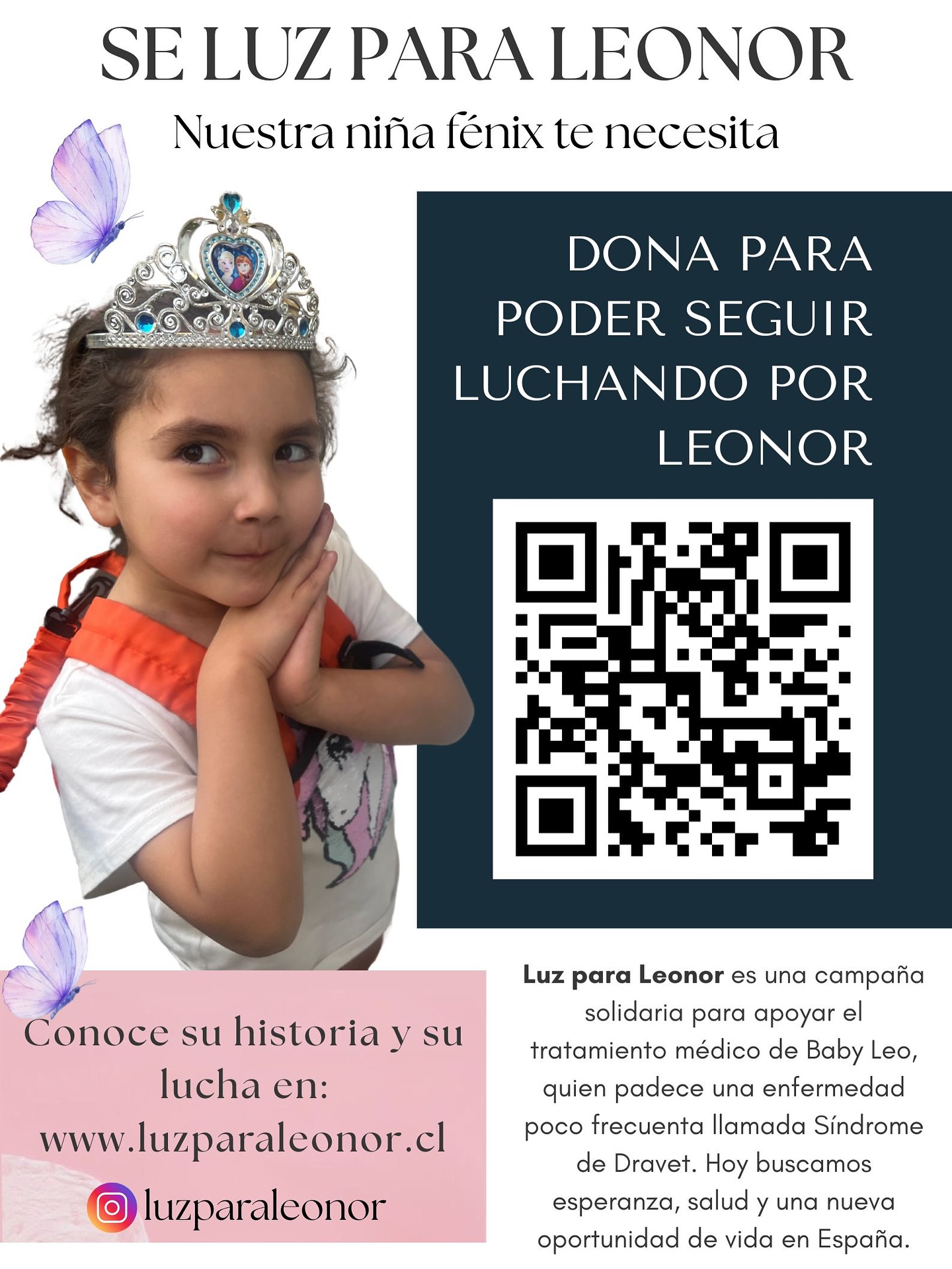 Me quedo sin tiempo…cada día que pasa siento que un muro tremendo de cosas va a aplastarme…
Estoy aquí trabajando de lunes a lunes para reunir los fondos para Leonor y siento cada vez más lejos la meta
Tengo tanto miedo que mi hija se muera
El miedo me paraliza a veces
Pero sigo, porque si ella puede, como yo no voy q poder
Porque Leonor es tan fuerte
Resiste las crisis estoicamente, aferrándose a la vida con garras y dientes
Si mi pequeña niña fénix puede, yo también puedo seguir pidiendo ayuda para no ahogarnos
Gracias por ser luz para Leonor
Gracias infinitas