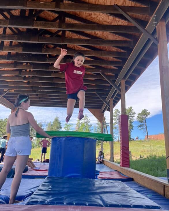 We are all jumping for joy at the Colorado Mountain Ranch! #gymnastics #colorado #summercamp #jump #summer