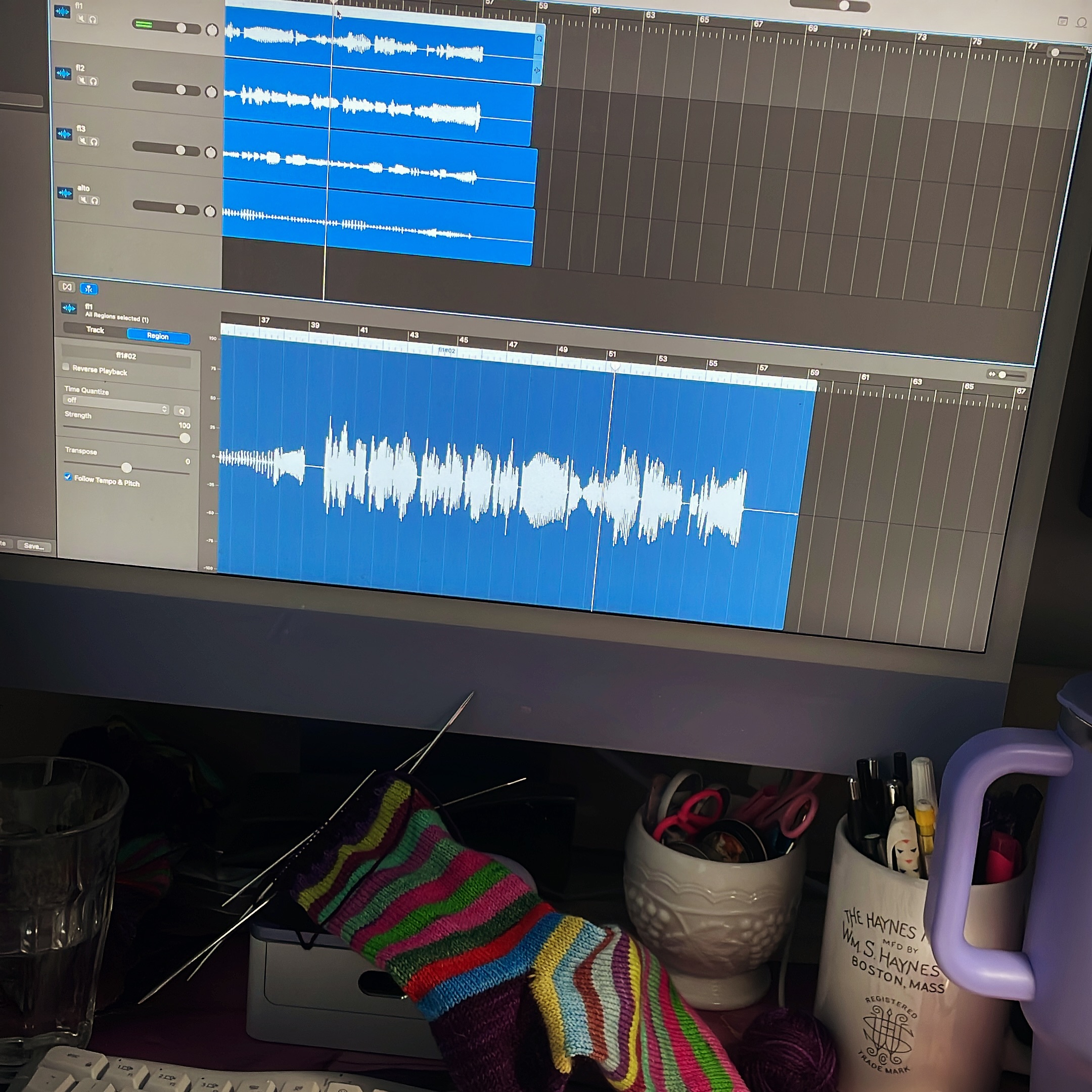 This week’s big job: website updates and getting old recordings uploaded to YouTube! And emotional support sock knitting, of course. #jollyflute #flutemusic #flutelessons #fluteteacher #flute