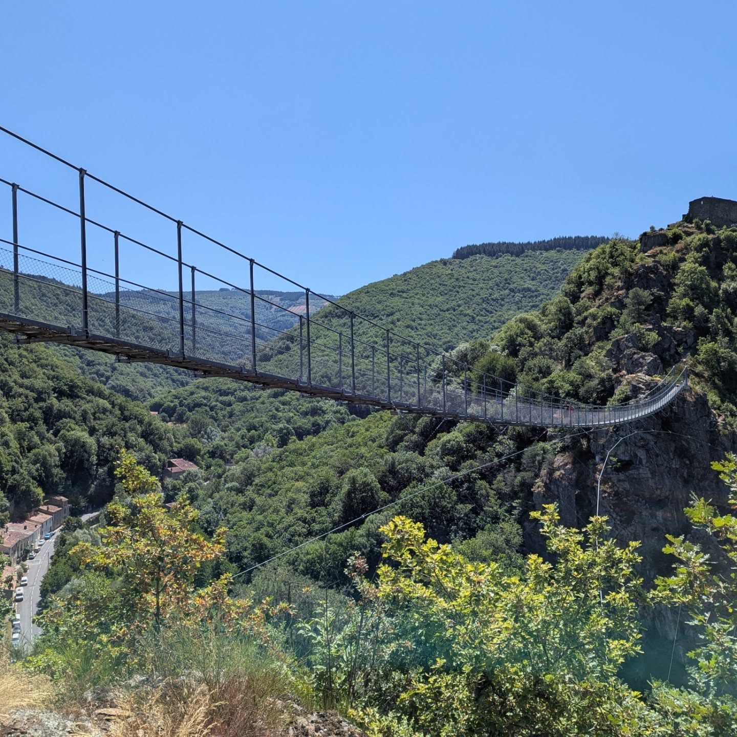 Mazamet has a tiny village called Hautpoul at the top of a mountain. To get to it you have to walk across a long suspended bridge, and the hike is pretty steep, but the view is worth it. There is a small family run restaurant called La Fringale that offers excellent food, drinks and service, I highly recommend stopping there.