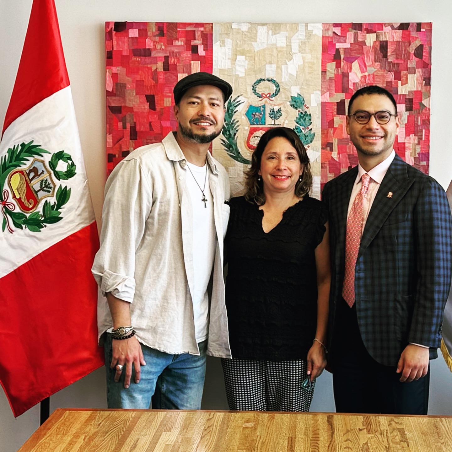 Full circle moment 💜
Many moons ago, I gifted this piece—Pedazos de Mi Corazón—to the Peruvian Consulate in Los Angeles. It’s made from hundreds of tiny pieces of recycled paper, assembled by hand over months. I even used tweezers to shape the intricate details of the crest.
Though every piece I create is special to me, this one carries the weight of home. Peru is where my story begins—her colors, sounds, smells, and soul will always live in mine.
Seeing it again after so long stirred something deep. Time has softened us both. Some colors have faded, some lines deepened—but beauty doesn’t disappear, it just evolves.
Today, she lives in their conference room, where she watches over celebrations, meetings, and moments of pride. People stop to admire her, take photos, and ask about her story.
And that’s what it’s all about—art that lives on, connects, and keeps hearts close. ✌🏾💜🇵🇪