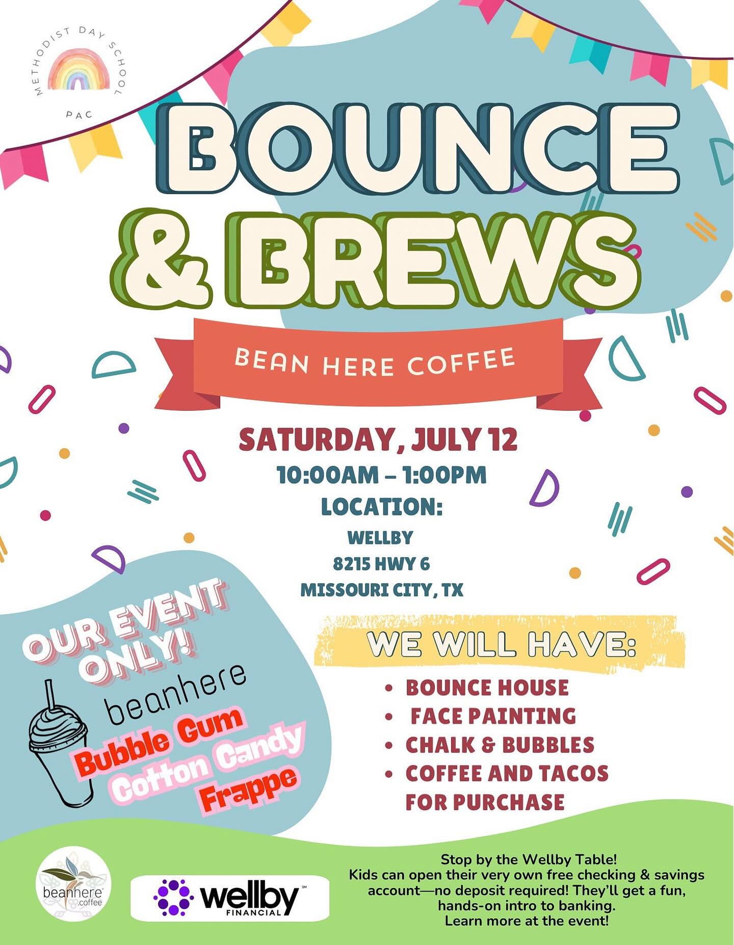 Hey everyone! We’re so excited for tomorrow! The fun kicks off at 10 AM. While there’s a chance of rain in the forecast, we’re ready with a tent and sides to keep things dry. Enjoy face painting, bubbles, and chalk under the tent, plus our bounce house will be up and running! Don’t forget: every coffee purchase made tomorrow will donate 10% back to the school. Can’t wait to see you all there! @beanherecoffee.us