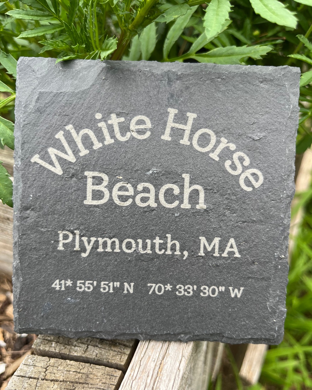 Add a touch of personality to your coffee table with the WHB Long Lat Slate Coasters! Each set of 2 carries the coordinates of the beautiful White Horse Beach. Perfect for gifts too! NOW AVAILABLE in our shop at machinedinwood.com. 💧🌊 #Coasters #HomeDecor #Gifts #whitehorsebeach #plymouth,ma #WHBPlymouth