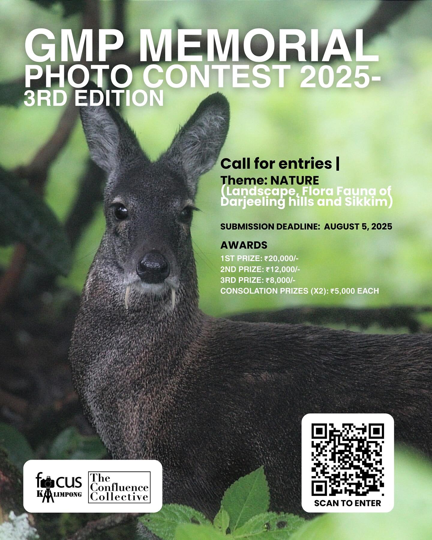 GMP Photo Contest 2025 – 3rd Edition
Apply now - Link in bio
The 3rd Edition of the GMP Photo Contest 2025, a nature photography competition focusing on the landscapes, flora, and fauna of Darjeeling Hills and Sikkim, is organized by Focus Kalimpong in collaboration with The Confluence Collective. This annual photo contest is held in loving memory of the late Ganesh Mani Pradhan, a renowned plantsman, photographer, and founding member of Focus Kalimpong.