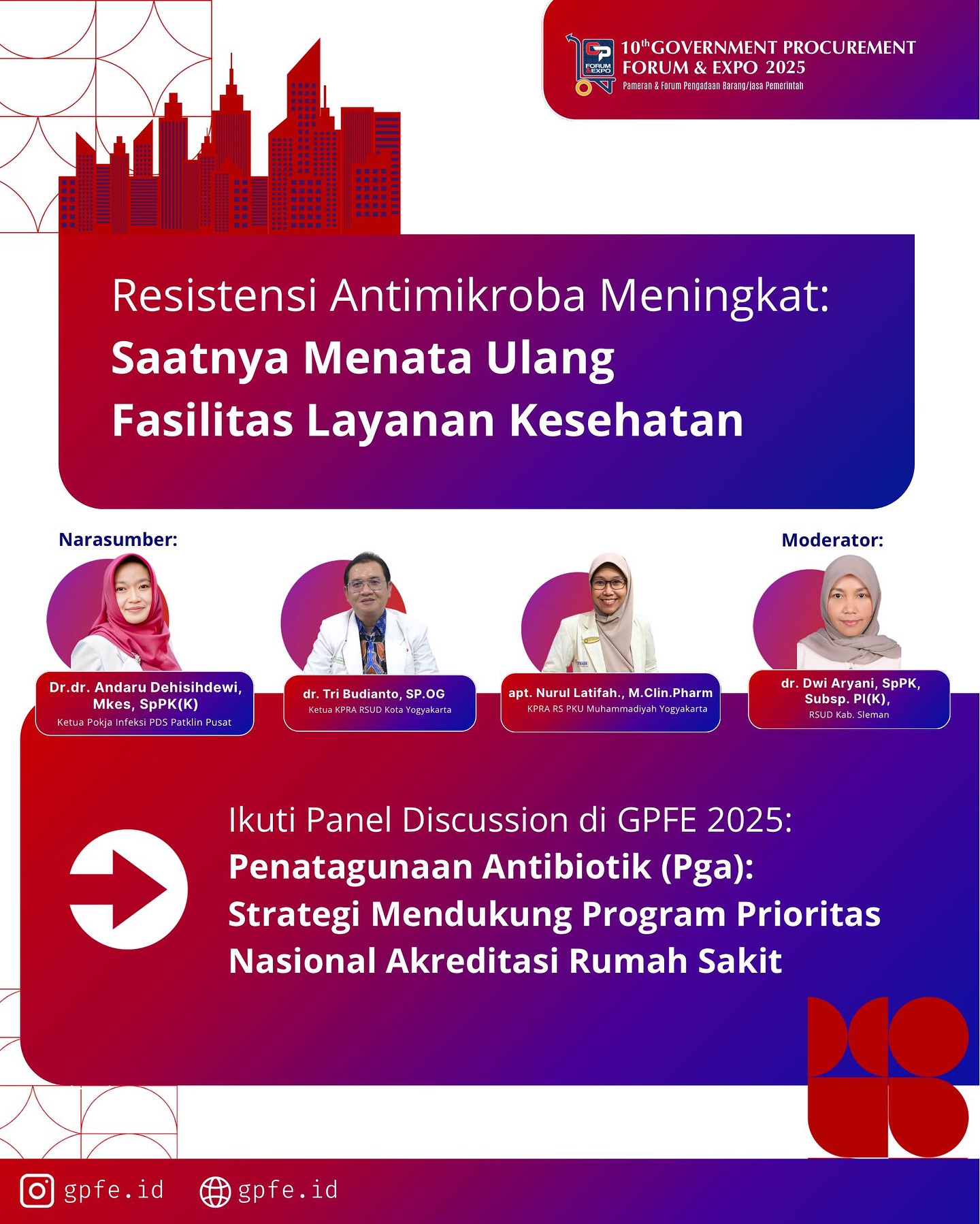 Saatnya Tingkatkan Reputasi Institusi, Lindungi Pasien Anda!
Antibiotik yang tidak digunakan secara bijak berkontribusi pada resistensi antimikroba (AMR)—ancaman serius yang telah menyebabkan lebih dari 1,27 juta kematian langsung pada 2019 (WHO, 2023).
⠀
AMR bukan sekadar isu medis, tapi juga tantangan reputasi dan mutu pelayanan rumah sakit. Tanpa tata kelola antibiotik yang tepat, risiko kegagalan terapi, infeksi berulang, dan menurunnya kepercayaan masyarakat bisa meningkat drastis.
⠀
🏥 Penatagunaan Antibiotik (PGA) kini menjadi indikator prioritas dalam akreditasi nasional rumah sakit karena menyangkut:
✅ Keselamatan pasien
✅ Efisiensi layanan
✅ Kualitas institusi
⠀
Daftar & Hadiri Seminar:
📍 Gedung JEC, Lantai 2, Yogyakarta
🗓 Jumat, 25 Juli 2025
🕘 09.30 – 11.30 WIB
Gratis! Sertifikat & Validasi SKP tersedia
Saatnya tenaga kesehatan memperkuat pemahaman melalui seminar ilmiah bersama para pakar!
🔗 Link Pendaftaran: linktr.ee/GPFE.EVENT
📞 Info lebih lanjut: 0812-9991-037
#GPFE2025 #penatagunaanantibiotik #resistensiantimikroba #akreditasirumahsakit #tenagakesehatan #seminarnasional #pengadaanbarangdanjasapemerintah #SahabatPBJ
