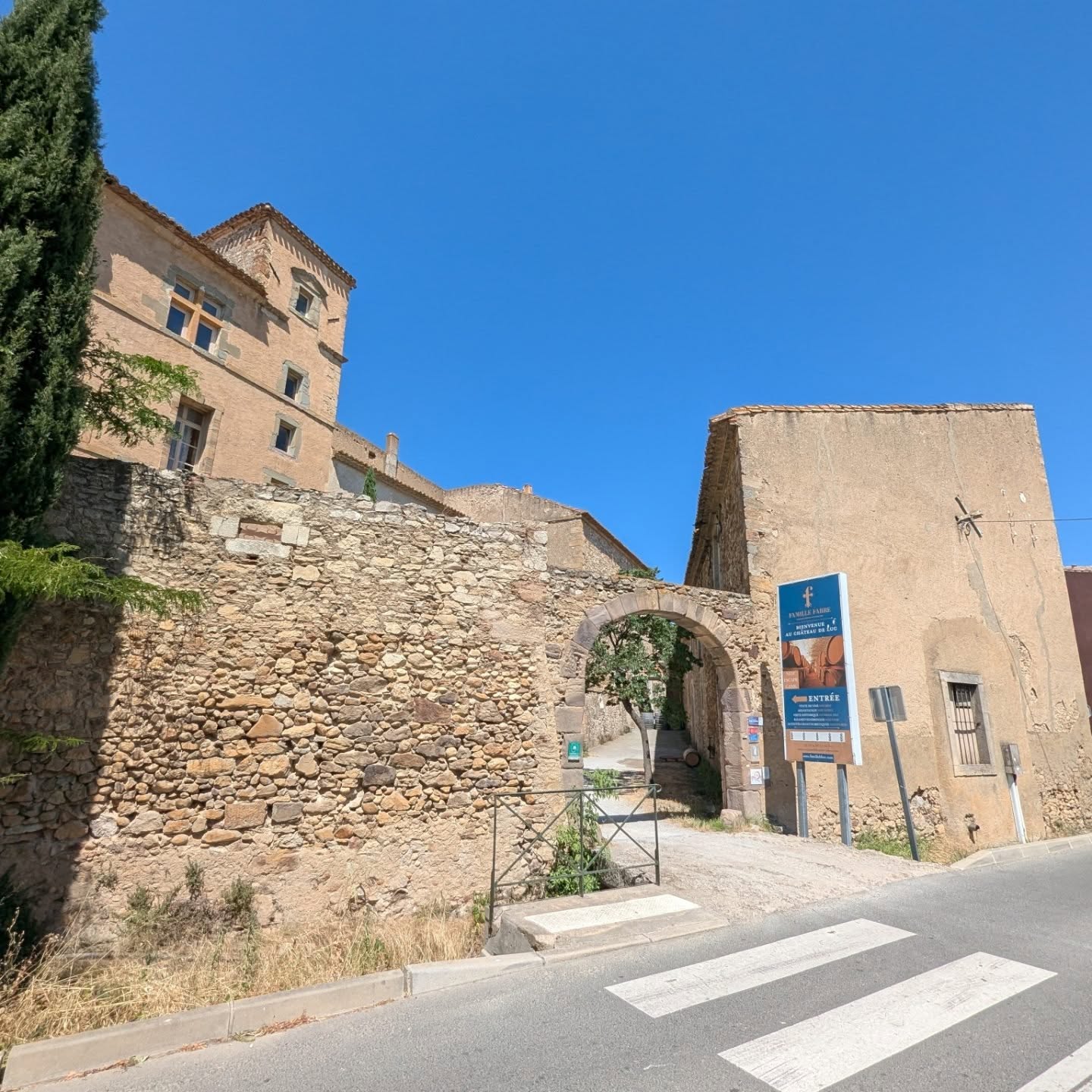 If you visit Luc-sur-Orbieu in the Boutenac and Lézignan-Corbières region of the south of France, you have to stop at this winery, Famille Fabre au Château de Luc, and take the guided visit with wine tasting. You won't leave without buying a(some) bottle(s)... we did the plural version and bought bottles. It's a shame we have a limit for what we can bring home. I guess we are going to have to drink them before we leave 😎
