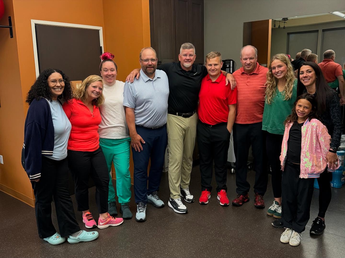 BRIAN DAY!!! Brian has been working at Adkins Chiropractic for a long time and he has always managed to match his shirts with the exact color of shoes!!!! So today our staff decided to show our appreciation by matching our shoes and shirt!
