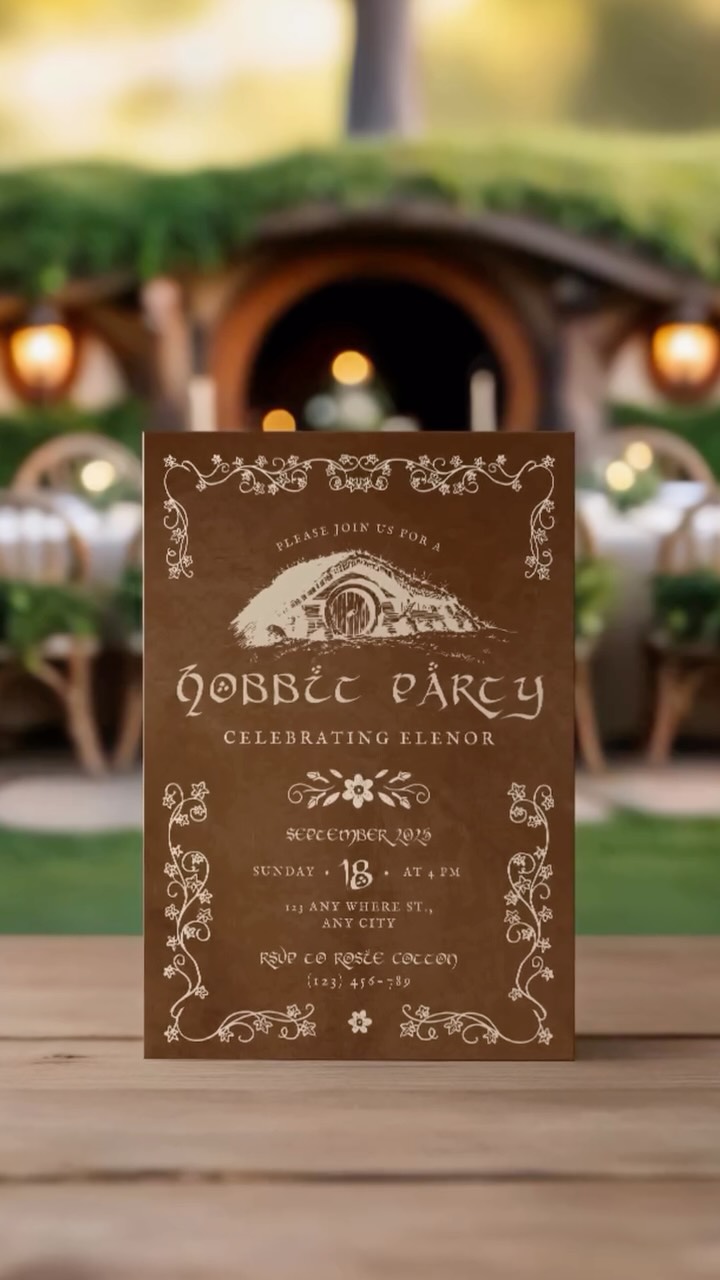 LoTR fans, can you find them?🤭
Or, I'll just tell you. I made this template as if Rosie Cotton (wife of Samwise Gamgee) was throwing a birthday party for her little girl Elanor Gamgee.
Elanor Gamgee, also known as Elanor the Fair, is the firstborn child of Rose Cotton and Samwise Gamgee in The Lord of the Rings. Her name is Elvish in origin and means "sun-star" in Sindarin. Samwise named his daughter after a golden, star-shaped flower he found in Lórien.I try to be as authentic as possible, so there’s a full Hobbit menu and a party poster with this little invitation set!
For more LoTR/Hobbit-inspired template designs, visit my shop on Etsy (Link in Bio) or I’ll DM you the link! Looking for a custom party template? I make those too!
#etsystore #digitaldownloads #etsyfinds #etsyshop #etsypartytemplates #lightfantasy #hobbitwedding #hobbithearted #hobbitcore #hobbit #hobbitparty