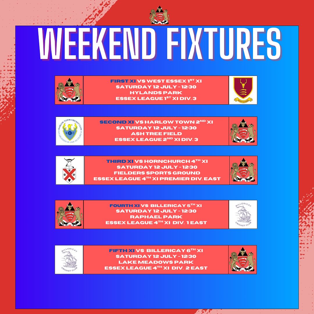 Saturday 12th July Teams