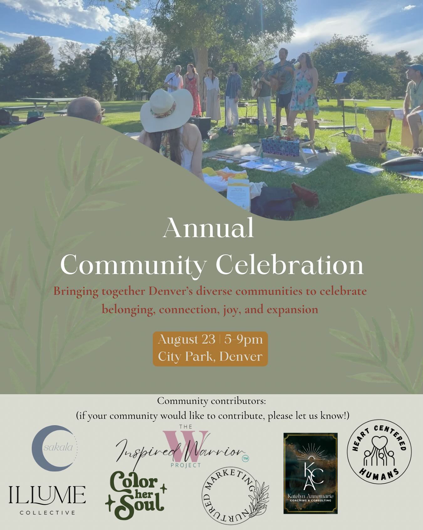 Join us for the Second Annual City Park Community Celebration! ✨
Happening August 23rd from 5-9pm. This FREE event is rooted in joy, connection, acceptance, and belonging 💛
This celebration is a collaboration between several influential community-rooted organizations including:
@sakalacommunity
@illumecollective.co
@inspiredwarriorproject
@colorhersoul
@katelynannemarie_
@nurturedmarketing
@heartcenteredhumans
(If you are a local community builder here in Denver & would like to get involved -please DM us!)
We’re gathering to uplift one another, share joy, and celebrate the beauty of togetherness. Come meet new faces, reconnect with familiar ones, and co-create something magical.
💫 this celebration is rooted in community participation: and we invite you to share an offering if it feels aligned.
Confirmed offerings so far:
• Courtney (assistant at Sakala) will be sharing a hooping lesson + performance
•Jordan Cromwell is offering ambient neo soundscapes
•Nandi is offering her Twerkshop!
Other offering ideas: arts/crafts, dj/band/musical performances, silent disco, dance lessons or demos, or another unique experience (guided meditation, poetry readings, tea ceremony, etc)
Please let us know if you have something in mind to offer 🙏
Plus! We’re hosting a community potluck: an email will be sent to you once you RSVP to sign up for the potluck & let us know what you will bring.
Bring a friend- ALL are welcome 🙏
🌿 Tap the link in @sakalacommunity bio to RSVP!
#CityParkCelebration #DenverCommunity #RootedInJoy #WeBelongTogether #communitiesofdenver #coloradocommunities #communityovercompetiton #communitylove #summercelebration #uniting #collaborateovercompetition