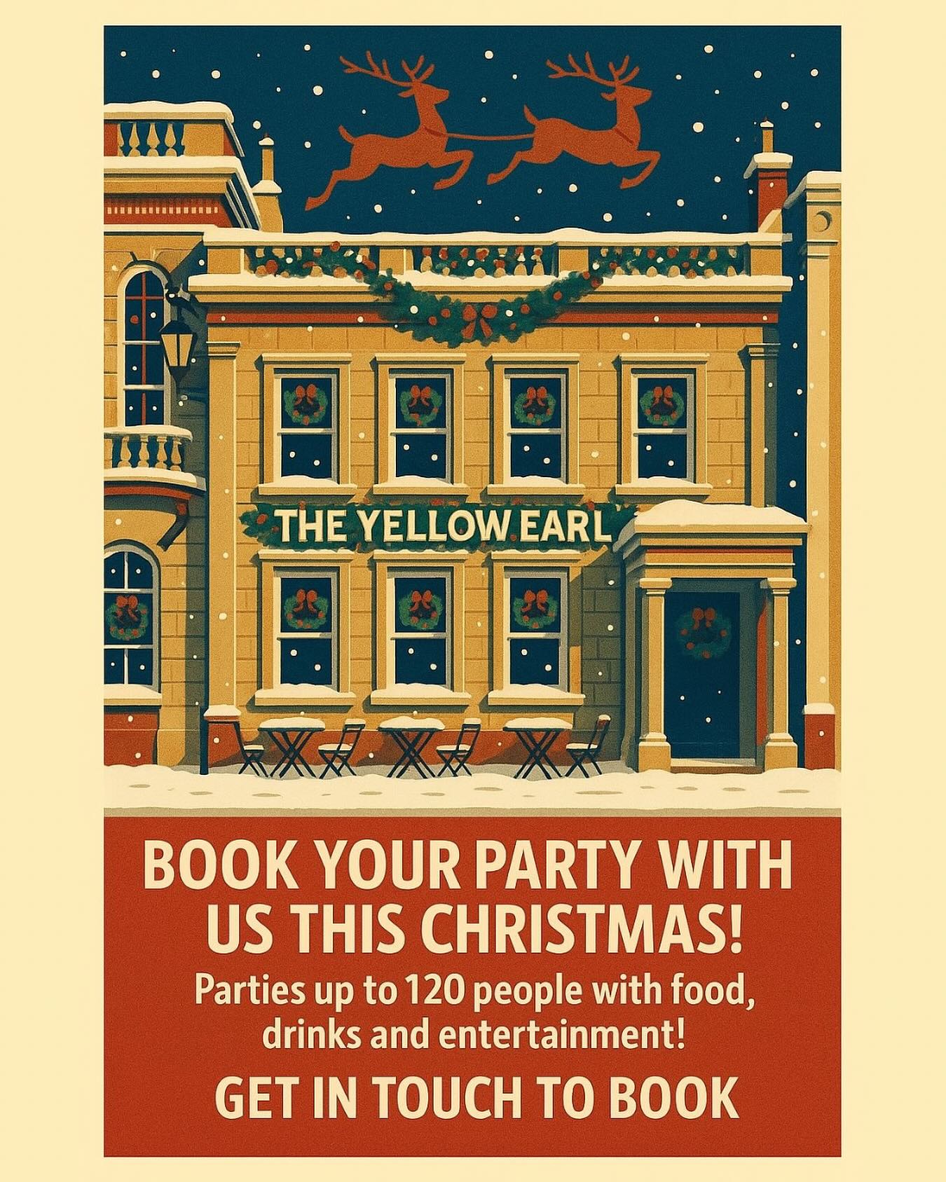 🎁🎄C h r i s t m a s🎄🎁
Our diary for Christmas 2025 is now OPEN!
✨We are taking bookings for private parties, public parties or just table reservations.
✨We will have 4 areas to hire this year; main bar, upstairs large room, small upstairs room and the heated marquee.
🎵 Entertainment options:
Live DJ
Live Band
Live singer
Rock and roll bingo
🍔 Food options:
Buffets
Festive menu
Bottomless brunch
Getting in touch:
📞 01946 691450
📥 Facebook/instagram
📧 bookings@theyellowearl.com
