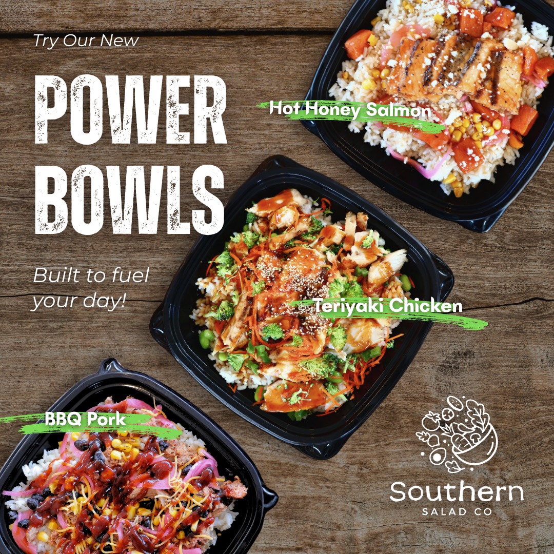 🥗💥 POWER UP with our Power Bowls! 💥🥗
Packed. Fresh. Delicious. These bowls don’t just sit there — they work for you. 💪
From bold flavors to fresh toppings, we’ve got the goods to keep you fueled and feeling good.
🔥 Which one is YOUR go-to? Drop your favorite below ⬇️ — or tag a friend who needs to try one!
Order now at 🌐www.southernsaladco.com, or download the app📲
#SouthernSaladCo #healthy #fastfood #fresh #new #menu #lunch #dinner #salads #wraps #ricebowls #grainbowls #eat #hungry #eatlocal #protein #power