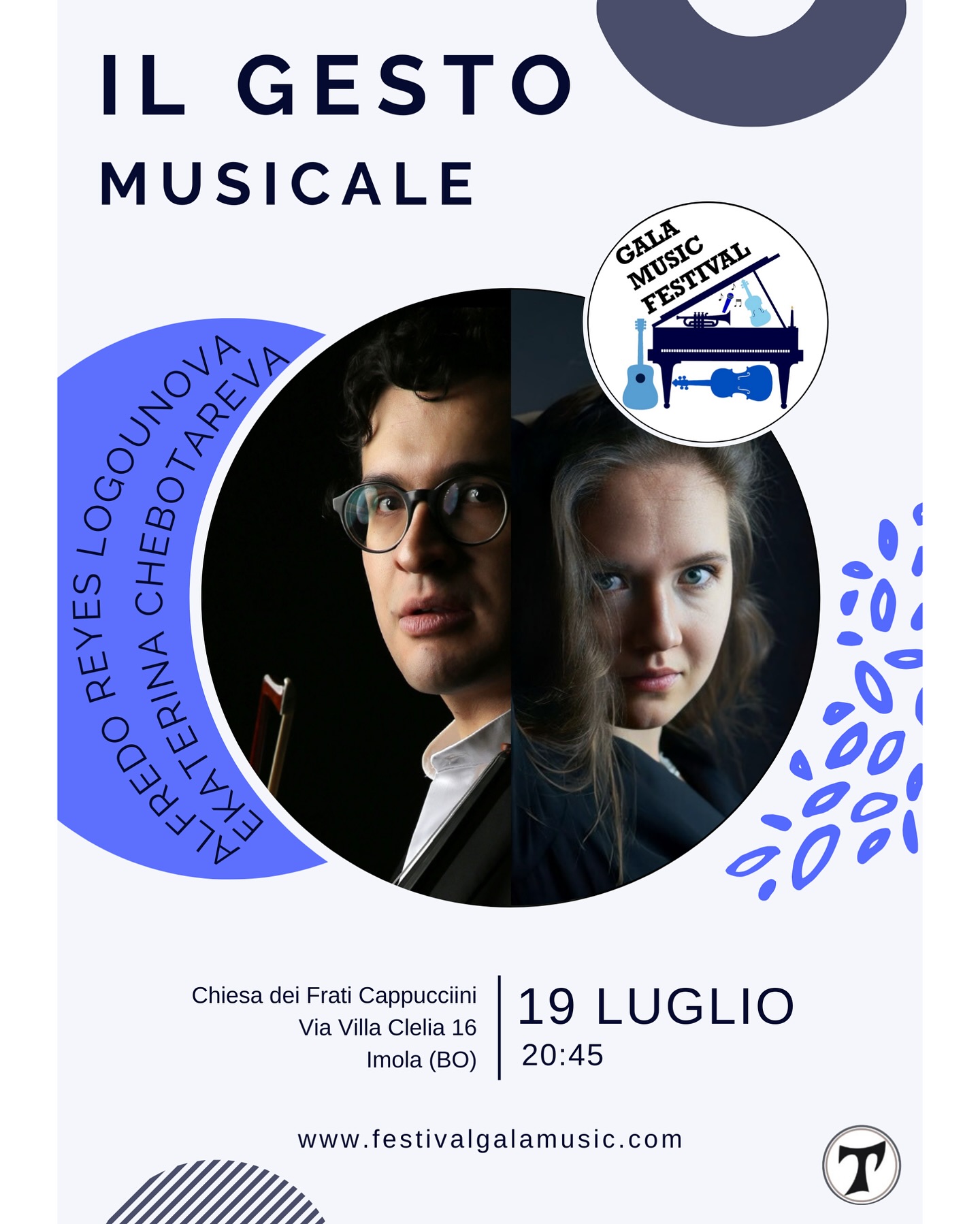 📍 Venerdì 19 luglio, ore 20:45
Chiesa dei Frati Cappuccini – Imola
Un concerto di musica da camera di grande raffinatezza, con due artisti internazionali:
🎻 Alfredo Reyes Logounova, violinista messicano e membro della London Philharmonic
🎹 Ekaterina Chebotareva, pianista russa pluripremiata
In programma: Mozart, Ravel, Saint-Saëns e un brano solistico di Ysaÿe.
Introduce la serata Padre Attilio Martelli.
Un appuntamento speciale del Gala Music Festival, che ringrazia la comunità dei Frati Cappuccini per l’ospitalità.
Prossimi eventi in Sicilia ad agosto. A Imola si riprende il 27 settembre.
#galamusicfestival #concertiimola #musicaimola #musicaclassica #duo #violinopiano #alfredoreyes #ekaterinachebotareva #mozart #ravel #saintsaens #ysaye #estateimolese #fraticappuccini #eventiculturali