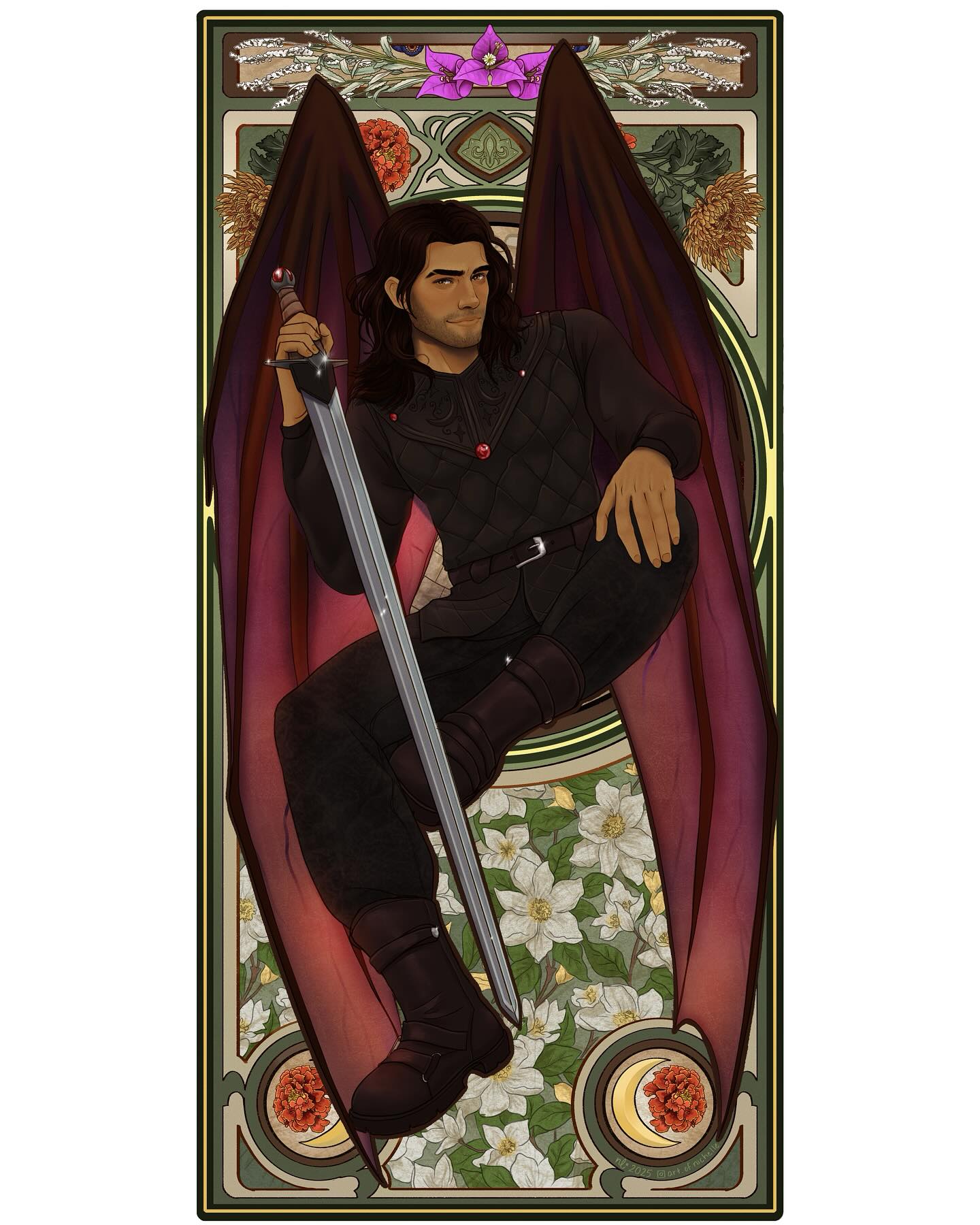 4 of 6. Aaaaaand the first of the men of my 6 piece series! It’s always a fun challenge to draw men since I don’t that often. He was fun to stare at for a few hours! Excited to finish the last two!
#Digitalart #canadianartist #femaleartist #procreate #ipad #applepencil #artistsoninstagram #artistsofinstagram #artnoveau #man #hot #sword #casual #smirk #series #almostdone