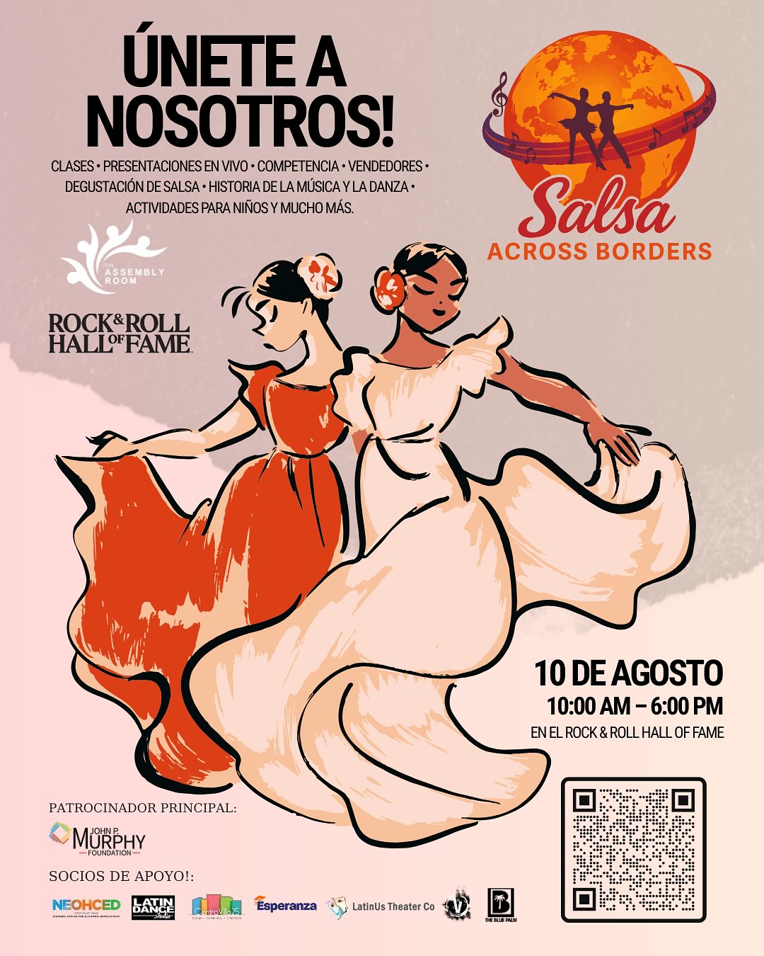 🌍💃🏽 ¡Salsa Across Borders is almost here! 🎶🕺🏽
Join us for a FREE, family-friendly celebration of rhythm, culture, and connection on August 10th at the Rock & Roll Hall of Fame!
Salsa workshops for all levels – from “two left feet” beginners to advanced dancers ready to shine!
Live performances • Kid activities • Cultural storytelling • Local vendors
It’s a whole vibe — no passport required!
10:00 AM–6:00 PM | Rock & Roll Hall of Fame
Bring the whole familia – we’ll see you on the dance floor!
🎟️ Totally FREE!
To register: https://rockhall.com/event/salsa-across-borders/
#SalsaAcrossBorders #ClevelandEvents #FamilyFunCLE #DanceUnites #RockHallRhythm