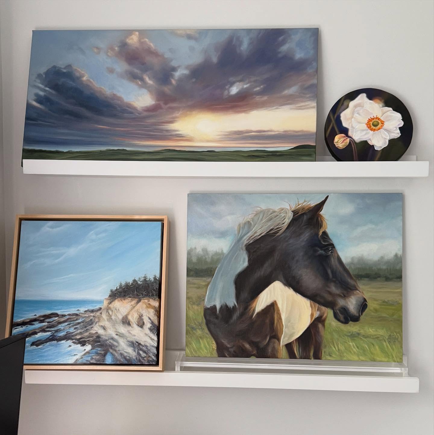 Here are a few new oil paintings for next month’s Featured Artist of the month. Framing to come soon! Reception is Saturday, Aug 2nd 2-4pm at Art by the Sea Gallery in downtown Bandon. Bandon Dunes Sunset painting is sold.